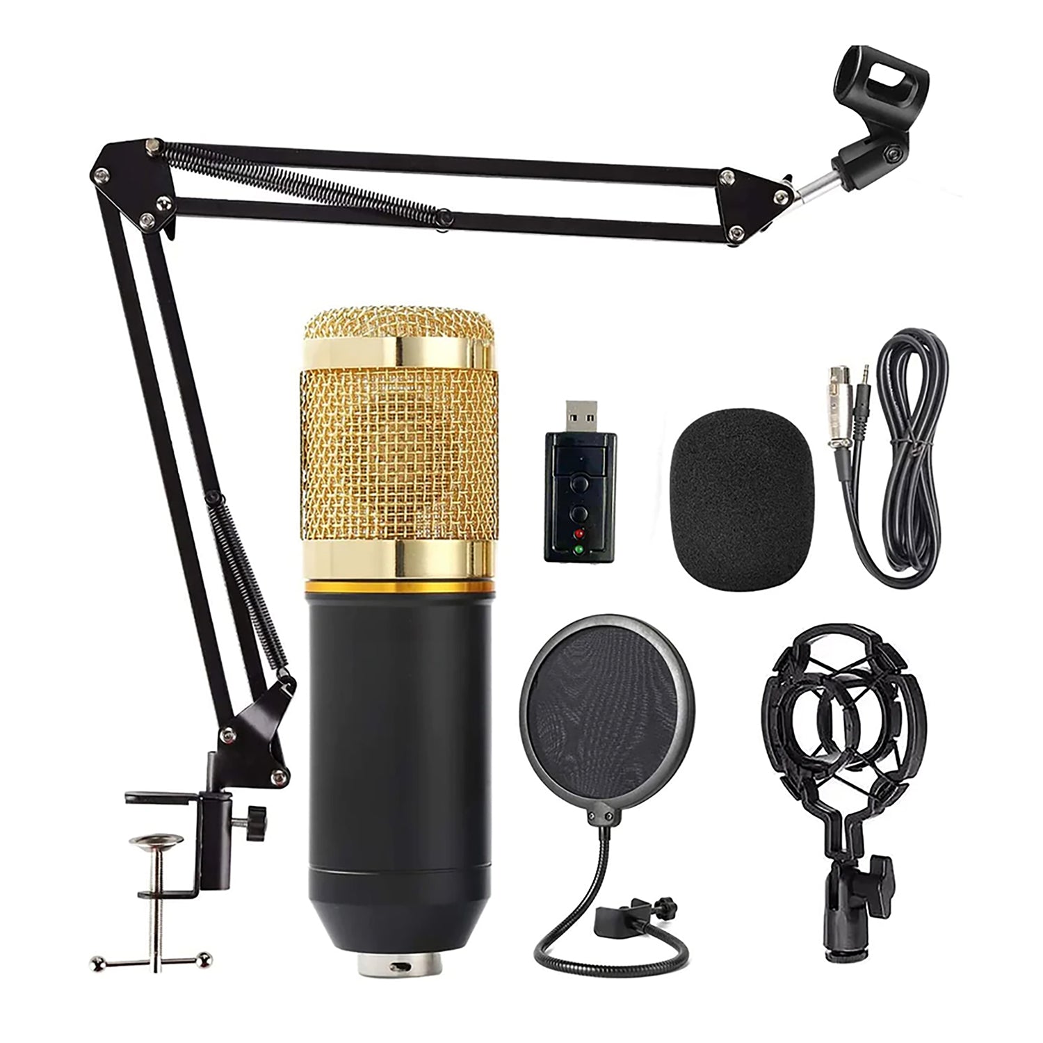 5Core Recording Microphone Podcast Bundle  Professional Condenser Cardioid Mic Kit  w Boom Arm