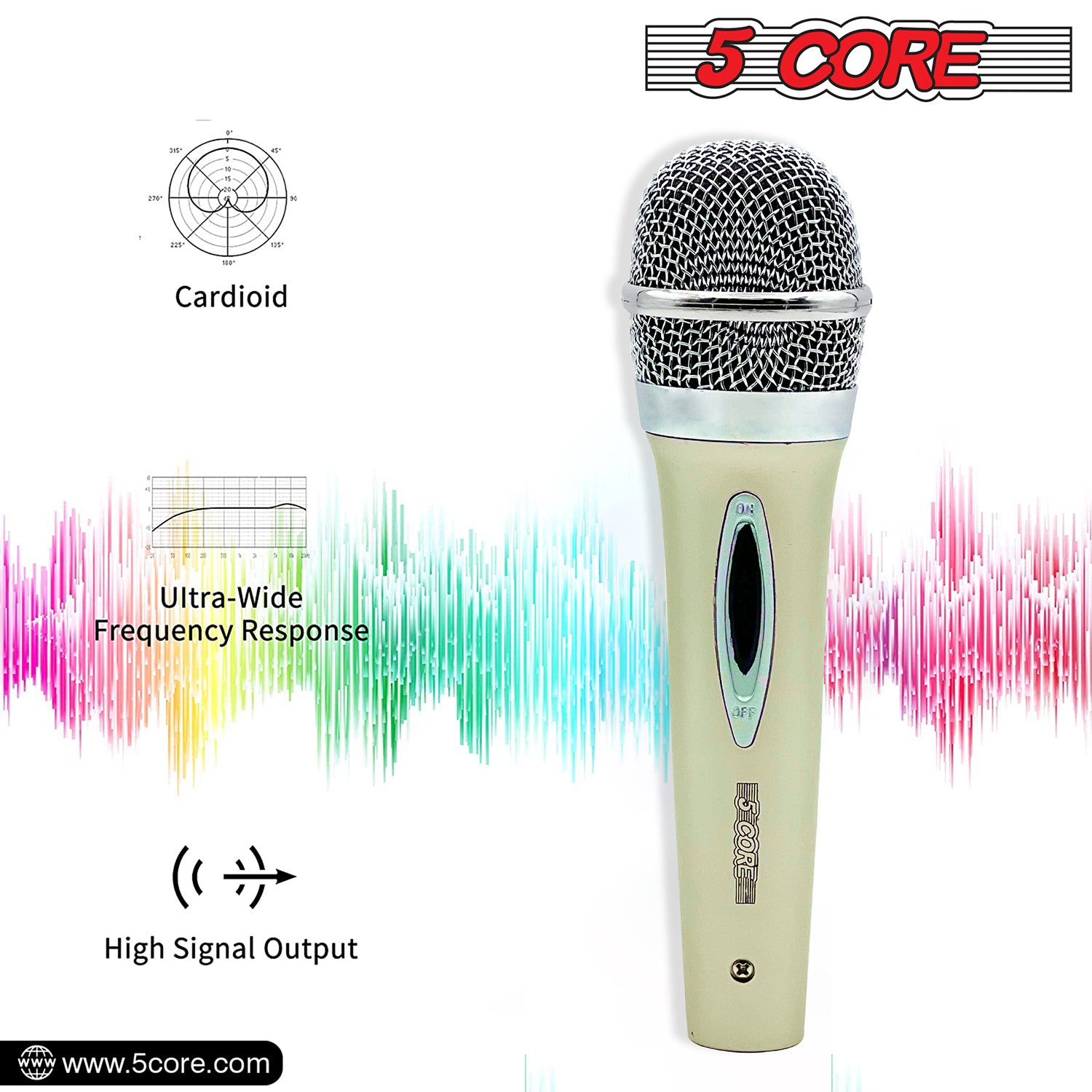 5Core Microphone For Singing Karaoke Mic XLR Dynamic Mic Cardioid Unidirectional Microfono 1/2 Pc