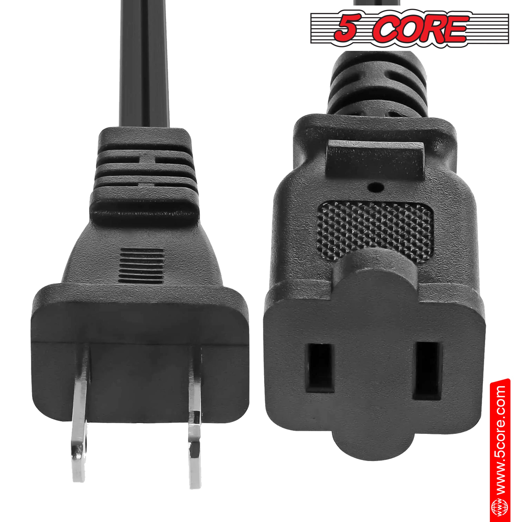 5 Core 15 Ft Black AC Power Cord: Reliable Extension Solution