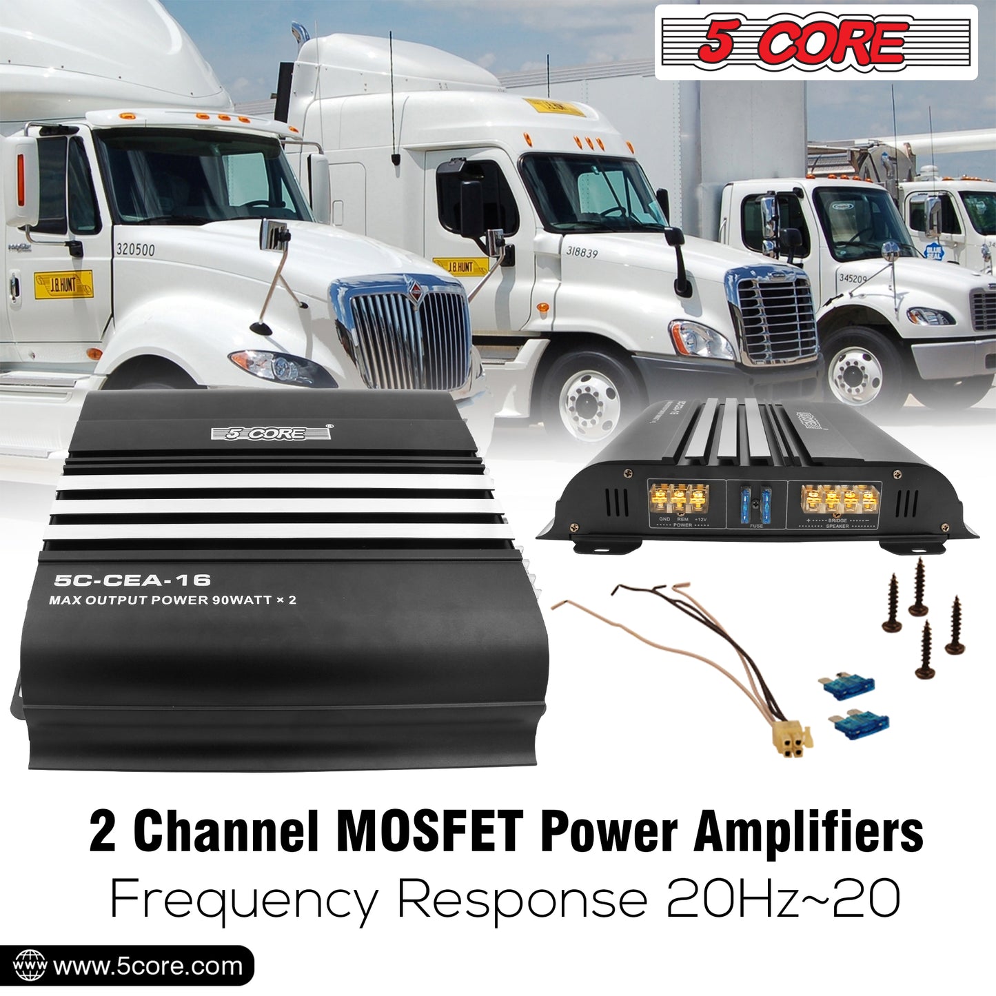 5 Core Premium 1800 Watt Car Amplifier | 2 Channel Power Amplifier for Stereo Sound | Audio Receiver amp for RV, Truck, Boat- CEA 16
