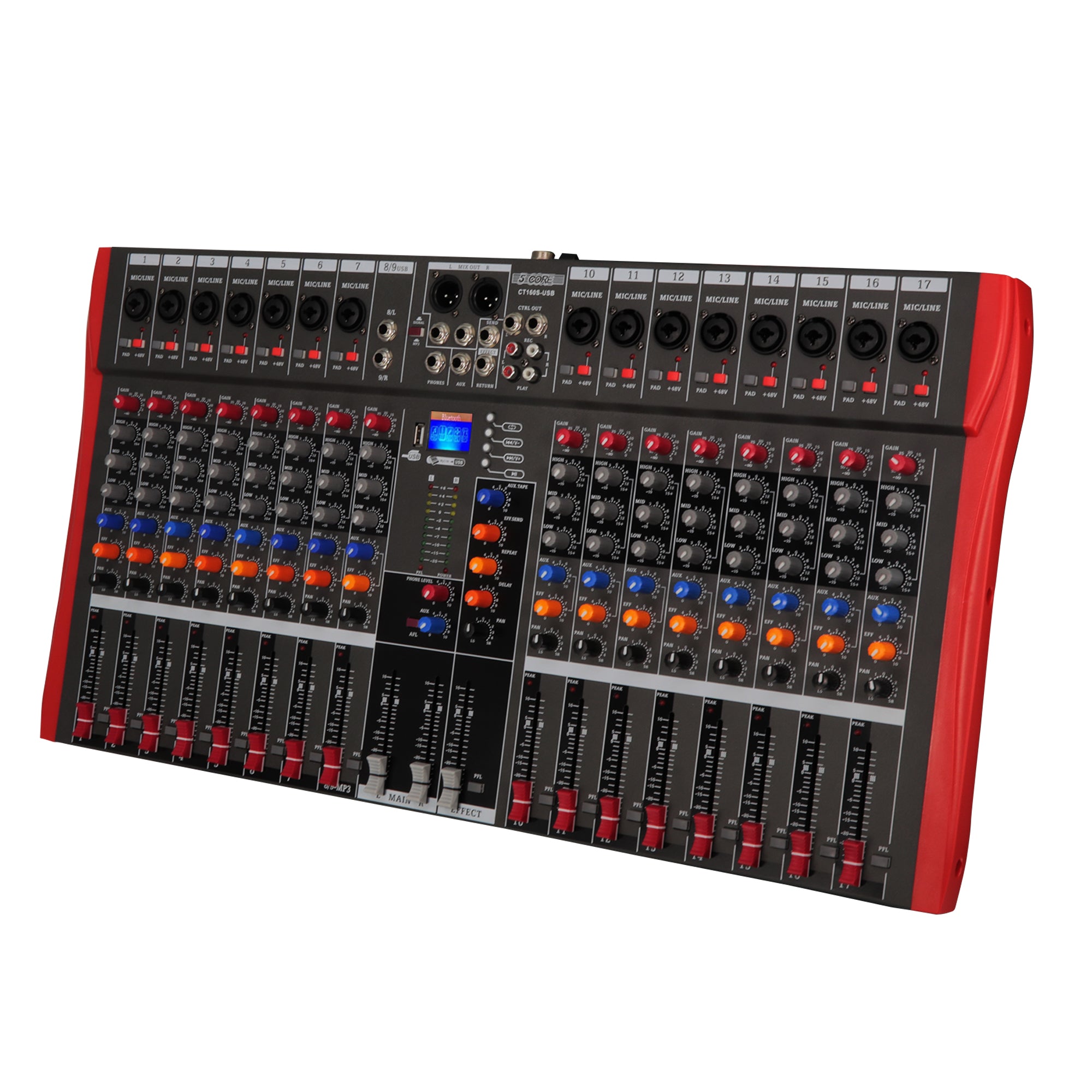 5Core Audio Mixer 16 Channel DJ Mixing Board Bluetooth USB Analog Professional Mezclador De Audio