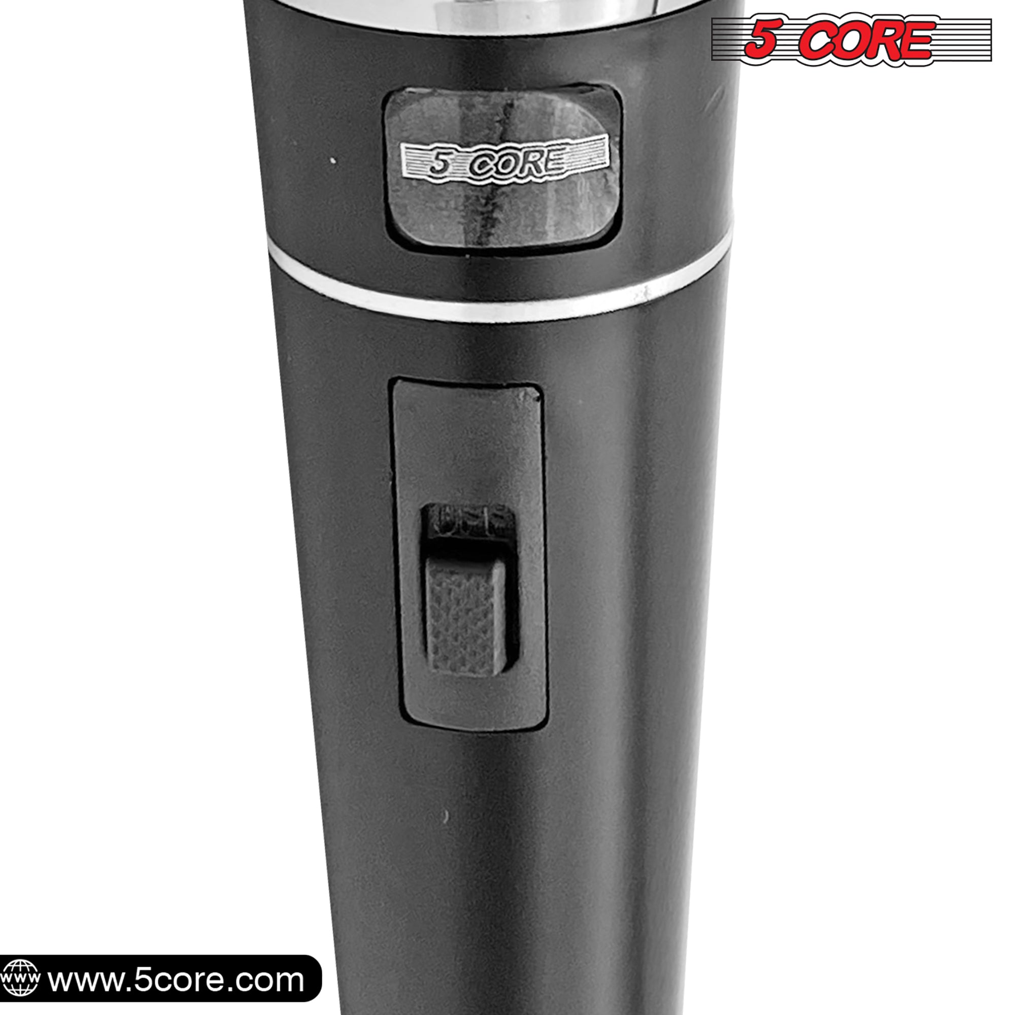 5 Core Microphone 1 Piece Black Professional Karaoke Dynamic XLR Wired Mic w ON/OFF Switch Integrated Pop Filter Cardioid Unidirectional Pickup Handheld Micrófono for Singing DJ Speeches Includes Cable Mic Holder - PM 100