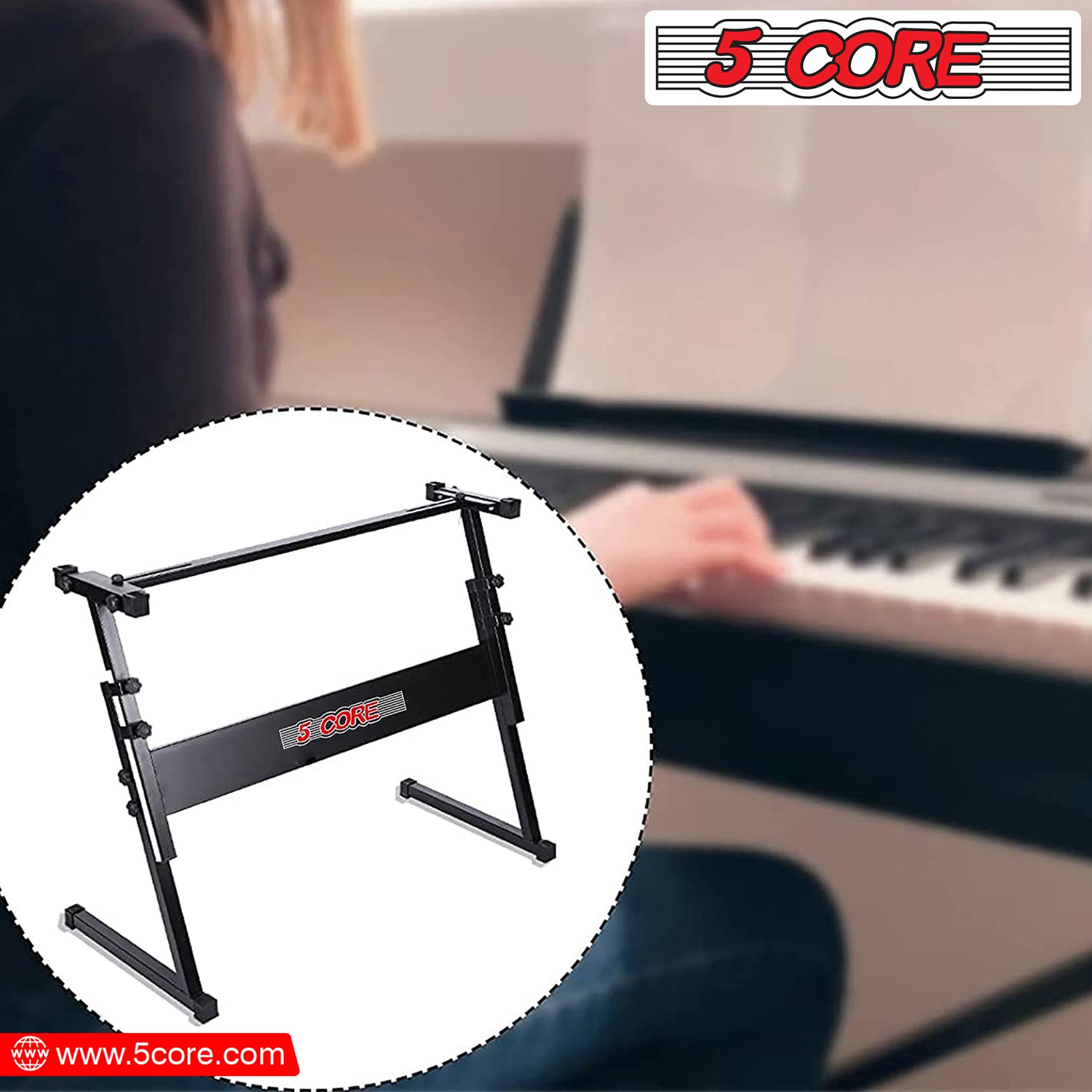 5 Core Keyboard Stand Riser Z Style Classic Keyboard Piano Holder Lift Adjustable