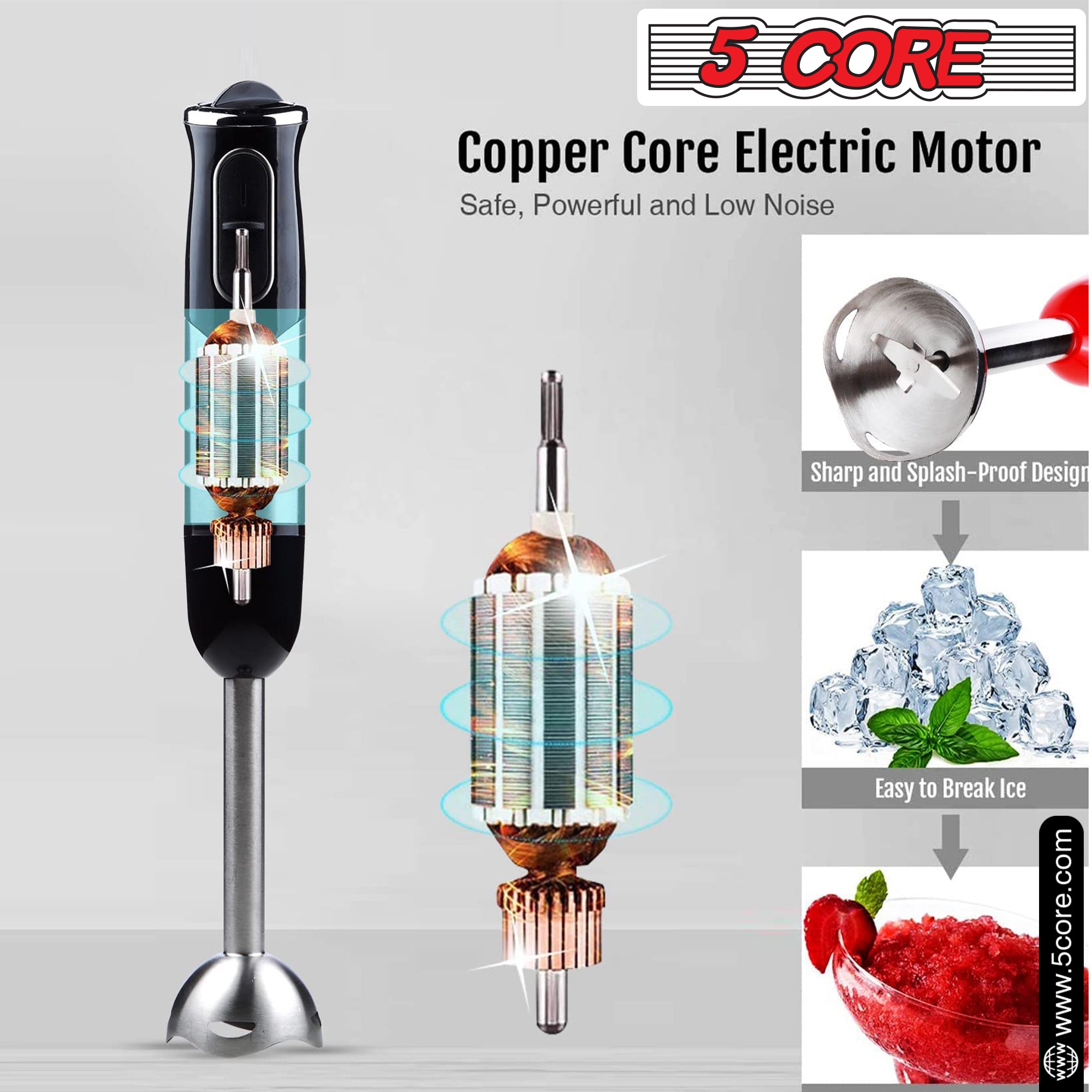 5 Core Immersion Blender Handheld 500W Copper Motor Emulsifier Blender Multi Purpose Emerson Blenders Premium Small Kitchen Appliances -HB 1510