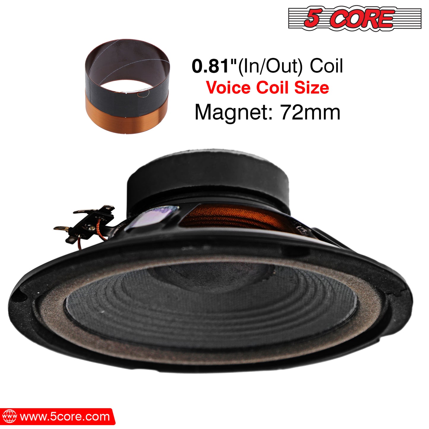 5 Core 6-inch Subwoofer 2 Pieces/ Premium Replacement DJ Speaker Car Subs/ High Quality Woofer with 30W RMS, 1" CCAW Copper Voice Coil Kapton Paper, 4 Ohm Voice Coil- WF 672 2 PCS