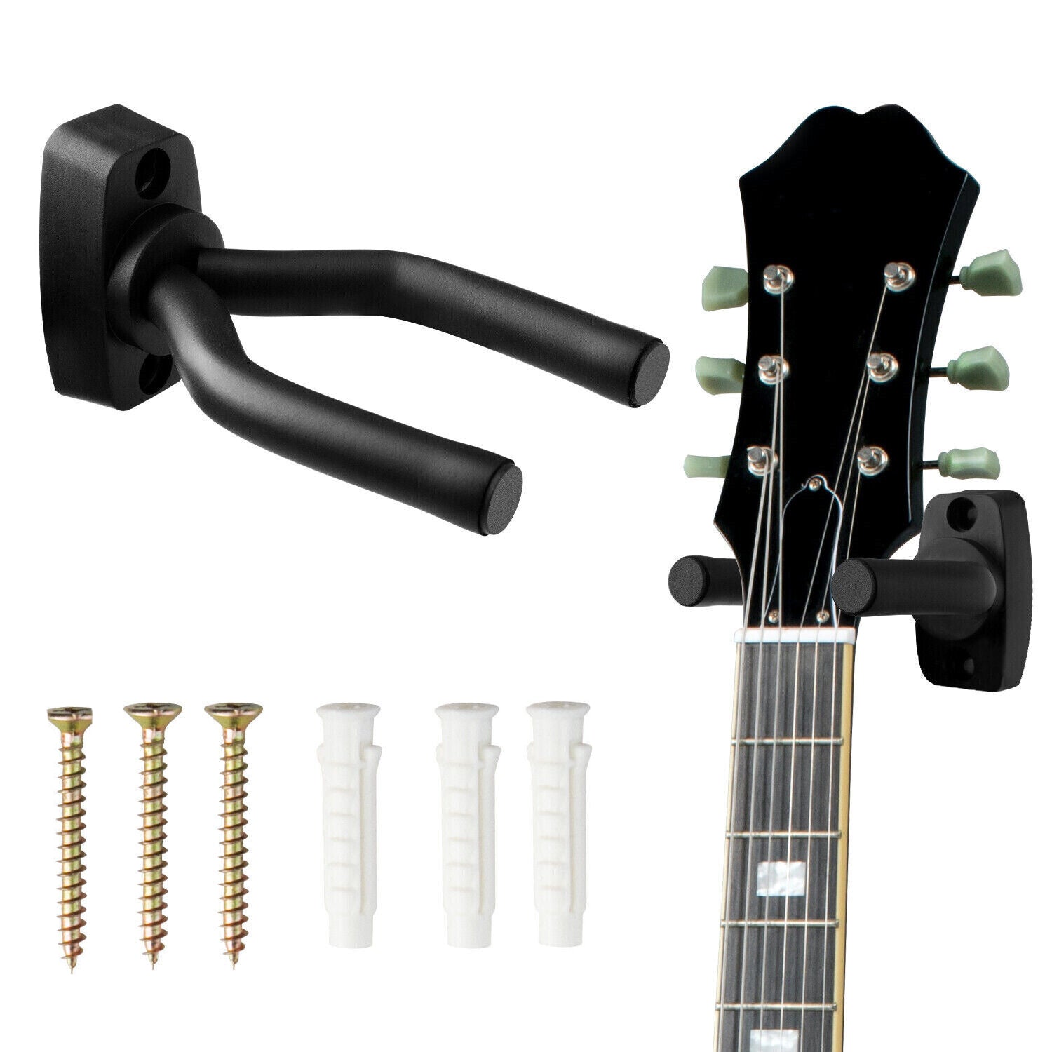 5 Core Guitar Wall Mount | Metal Guitar Hanger with Rotatable Soft Hook for All Size Guitars| Sturdy U-Shaped Holder | For Acoustic, Electric, Bass Guitar, violins, mandolins, ukuleles- GH IRON 1PC