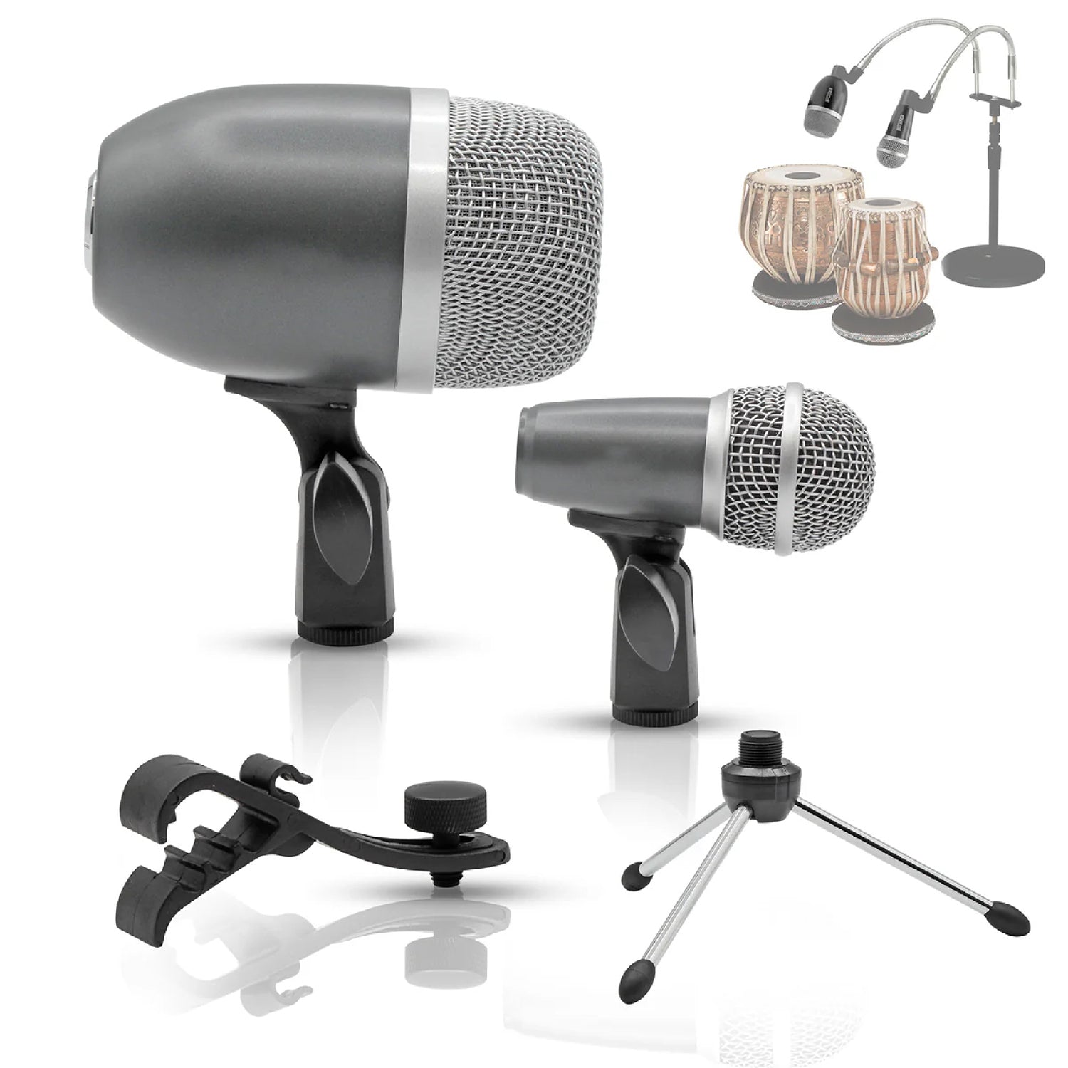 5 Core Tabla Microphone Set Uni-Directional Bayan Dayan Instrument Mic w Balanced XLR Connection