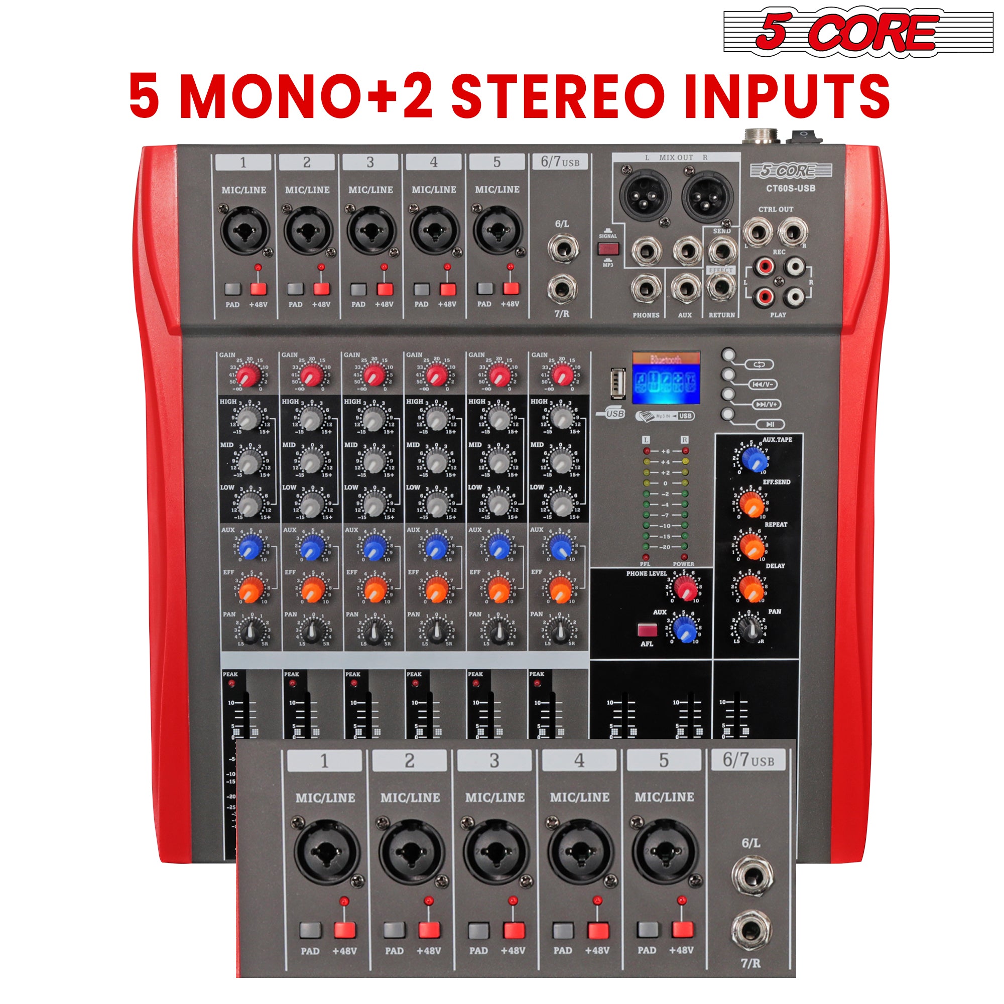 2 mono + 2 stereo inputs