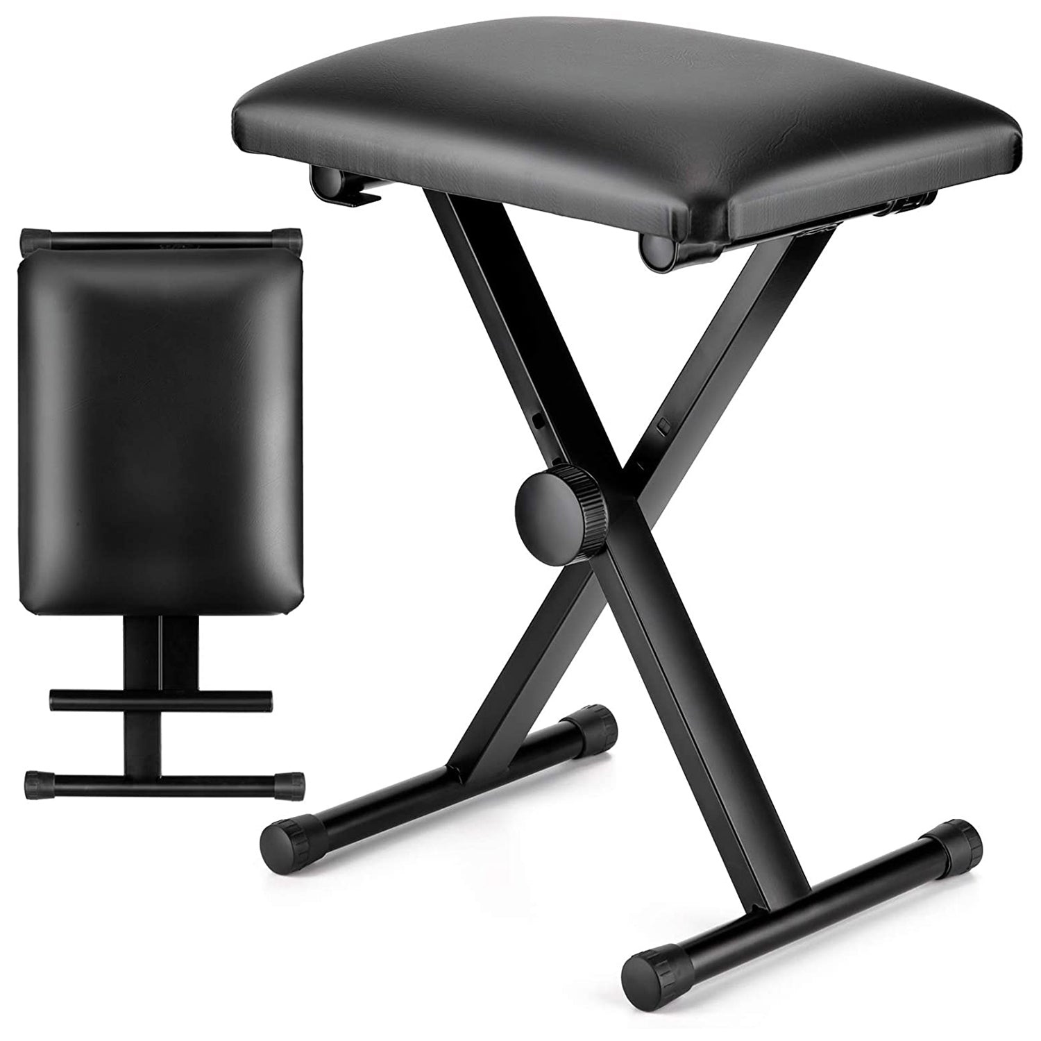 5Core Keyboard Bench  X Style Piano Stool Height Adjustable 16.3–19.6" w Comfortable Padded Seat