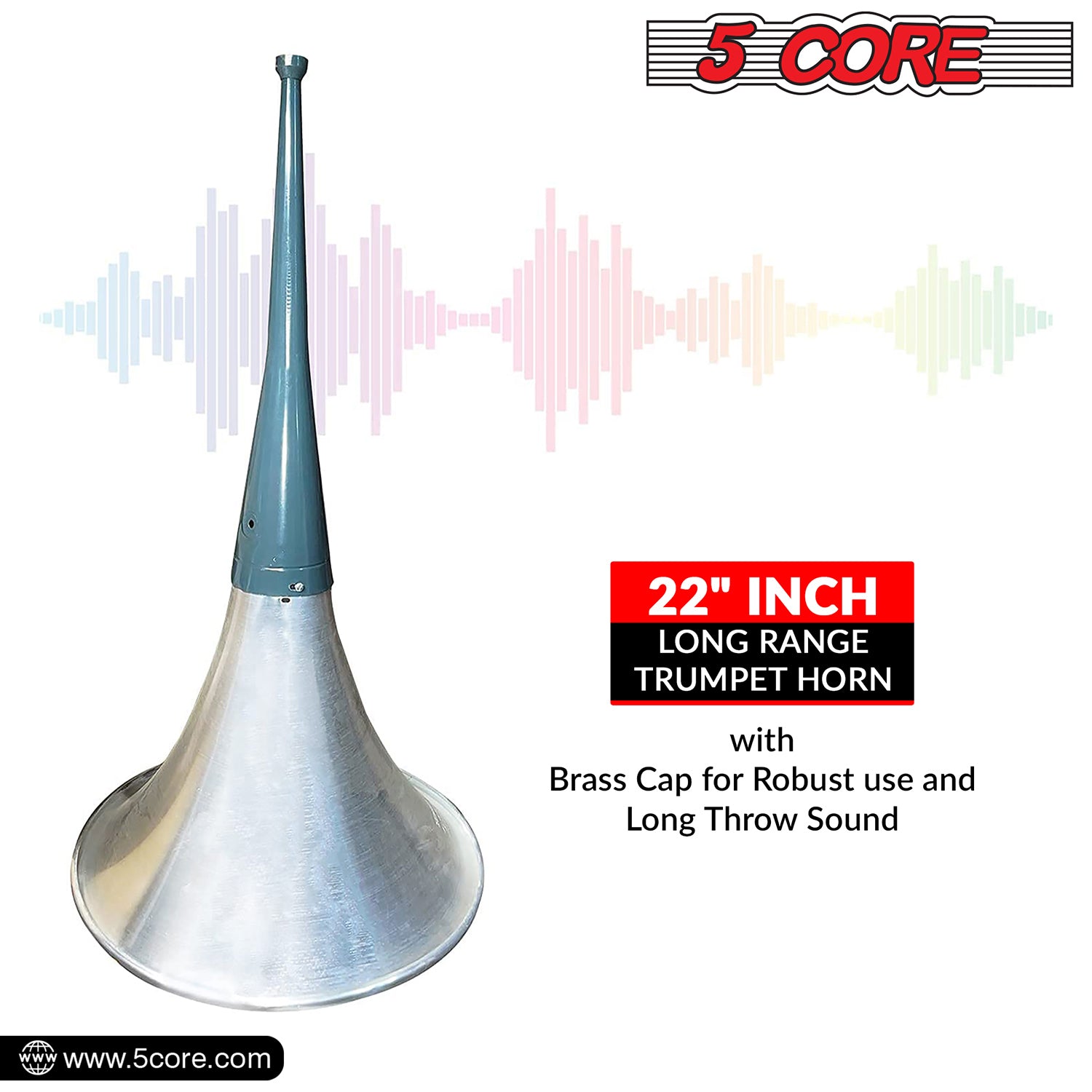 5 Core PA Speaker Trumpet  Reflex Horn Throat 22" Aluminum Body  Support Most Compression Driver