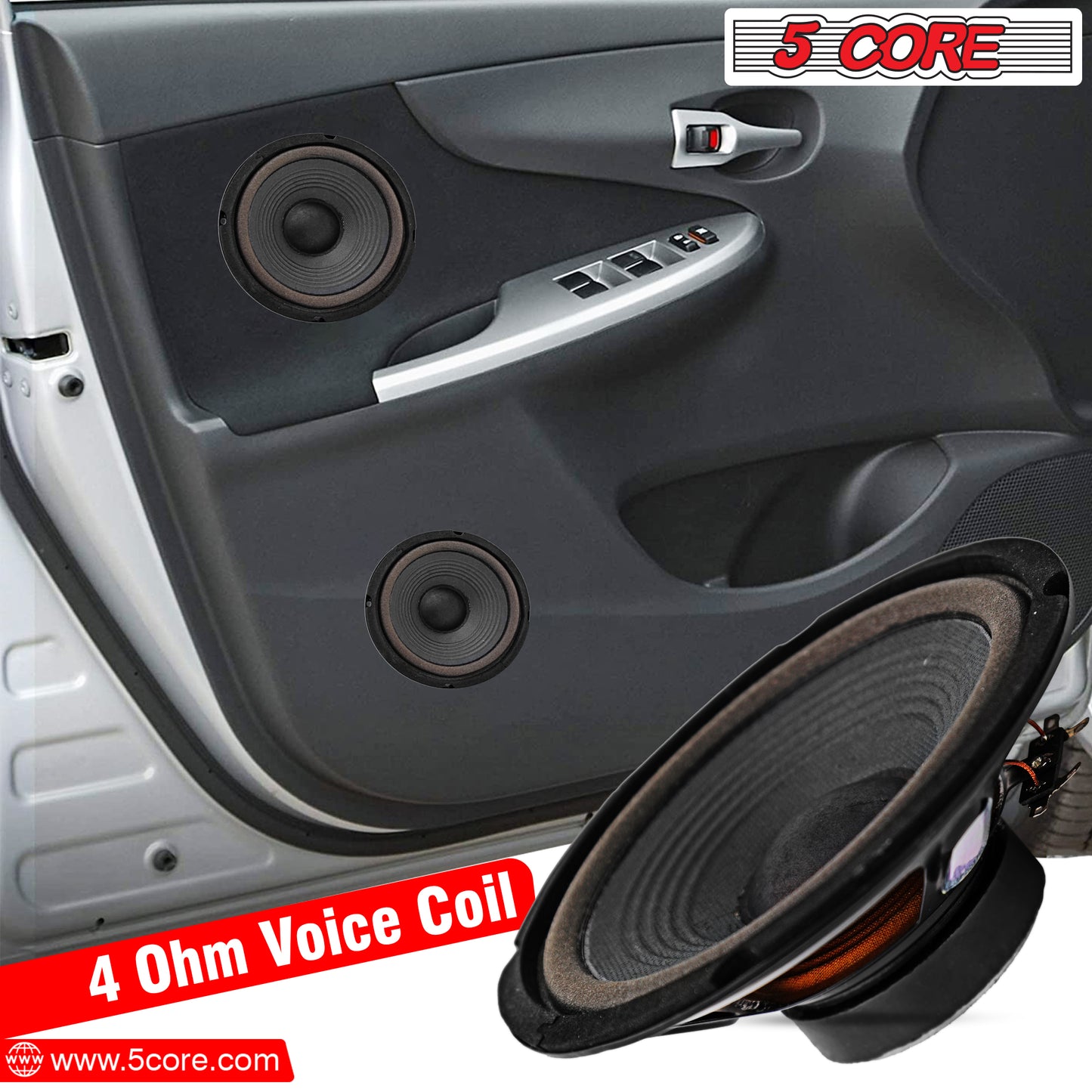 5 Core 6-inch Subwoofer 2 Pieces/ Premium Replacement DJ Speaker Car Subs/ High Quality Woofer with 30W RMS, 1" CCAW Copper Voice Coil Kapton Paper, 4 Ohm Voice Coil- WF 672 2 PCS