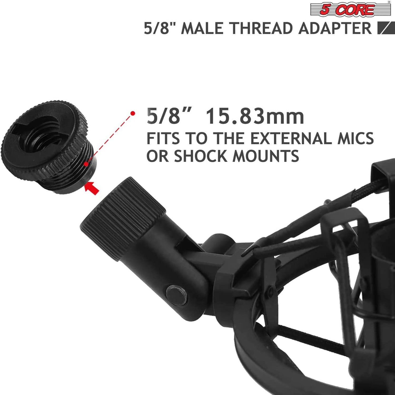 5 Core Mic Stand Adapter 5/8 Male to 3/8 Female Screw Adapter w Knurled Surface Adopter 2/4/12 Pc