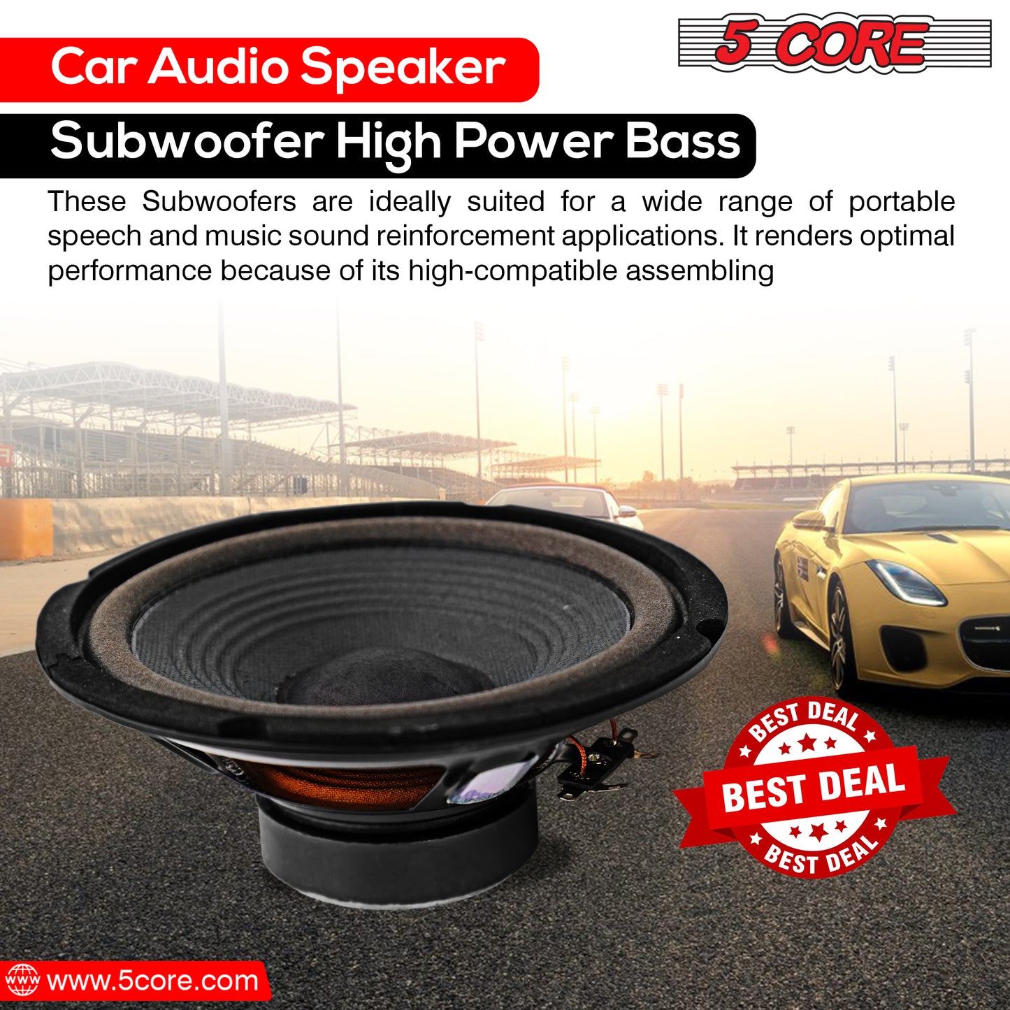 5 Core 6-inch Subwoofer 2 Pieces/ Premium Replacement DJ Speaker Car Subs/ High Quality Woofer with 30W RMS, 1" CCAW Copper Voice Coil Kapton Paper, 4 Ohm Voice Coil- WF 672 2 PCS