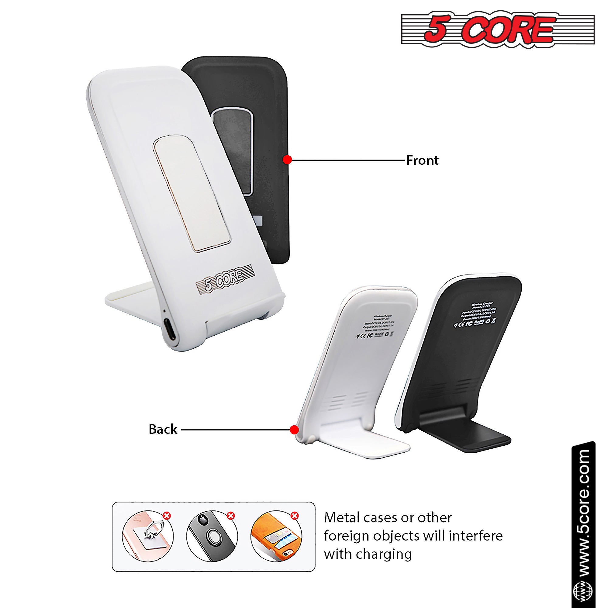 5 Core Magsafe Charger Portable Wireless Charging Station Fast Phone Charger Stand w Sleep Friendly LED 2 Charging Coil Samsumg iPhone - CDKW03