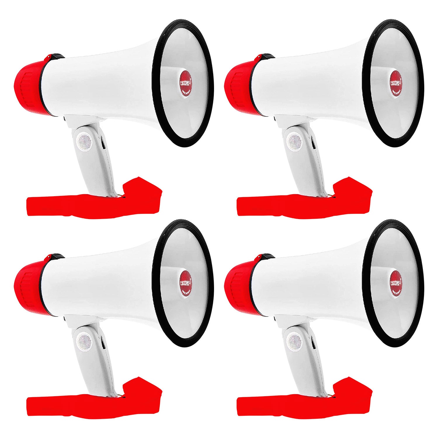 5 Core 4 Pieces Megaphone PA Speaker 30W Bull Horn Loud Speaker 800 Yards Range Portable PA Horn w Recording Volume Control Siren Noise Maker - 6R 4Pcs