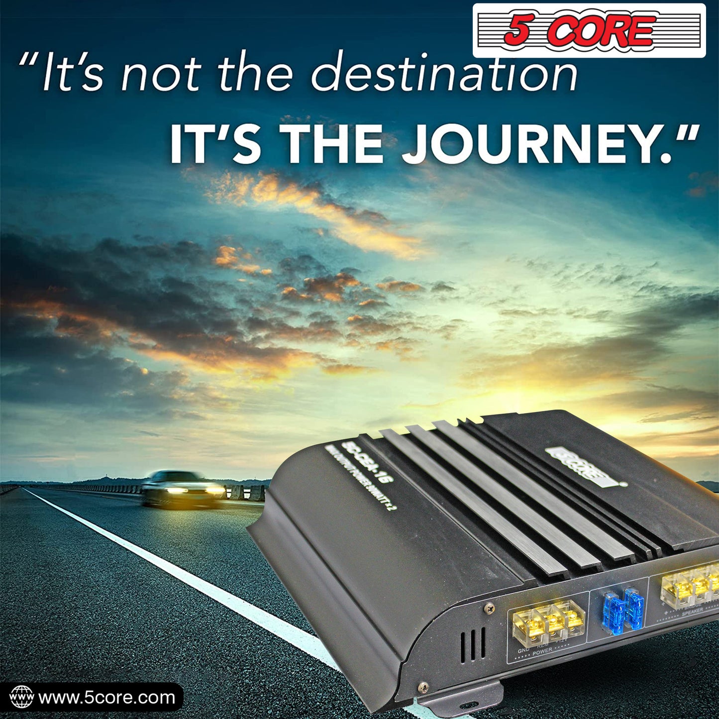 5 Core Premium 1800 Watt Car Amplifier | 2 Channel Power Amplifier for Stereo Sound | Audio Receiver amp for RV, Truck, Boat- CEA 16