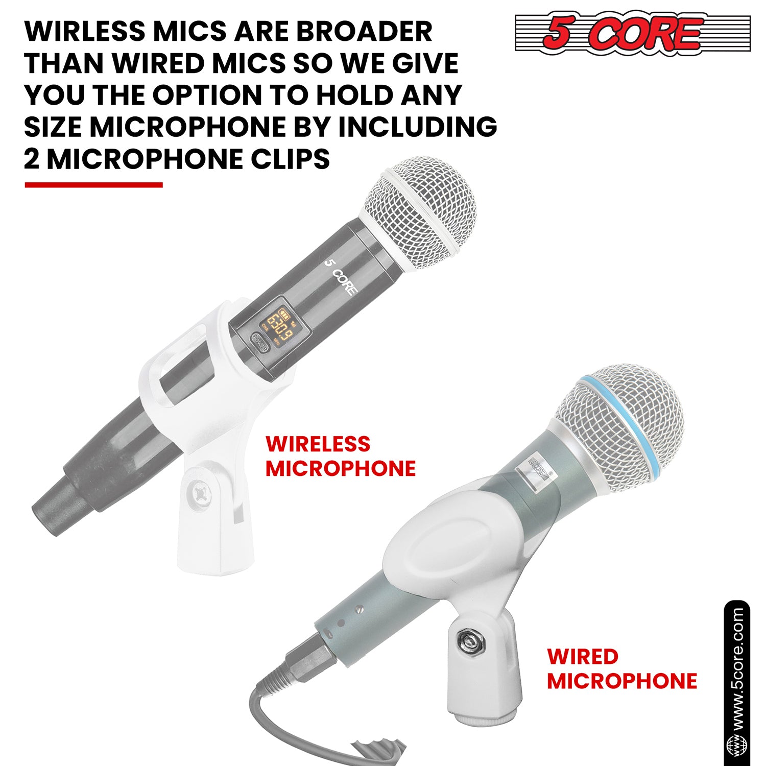 5 Core Microphone Stand Desk Adjustable Desktop Mic Stands Boom Arm w Mic Clip