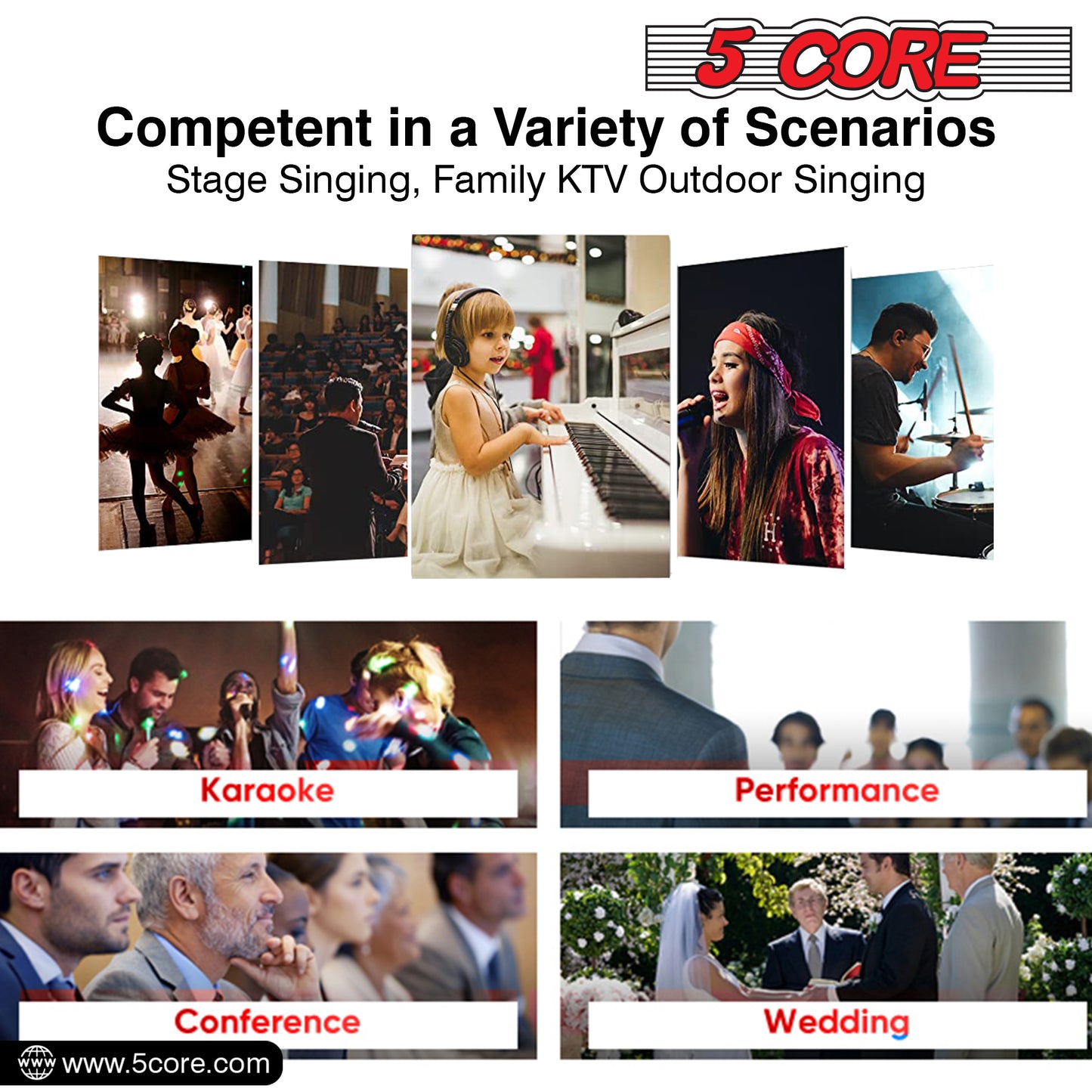 5 Core Professional Dynamic Vocal Microphone - Unidirectional Handheld Mic XLR Karaoke Microphone with ON/OFF Switch Includes 16ft XLR Audio Cable to 1/4'' Audio Jack Included - ND-32 ARMEX