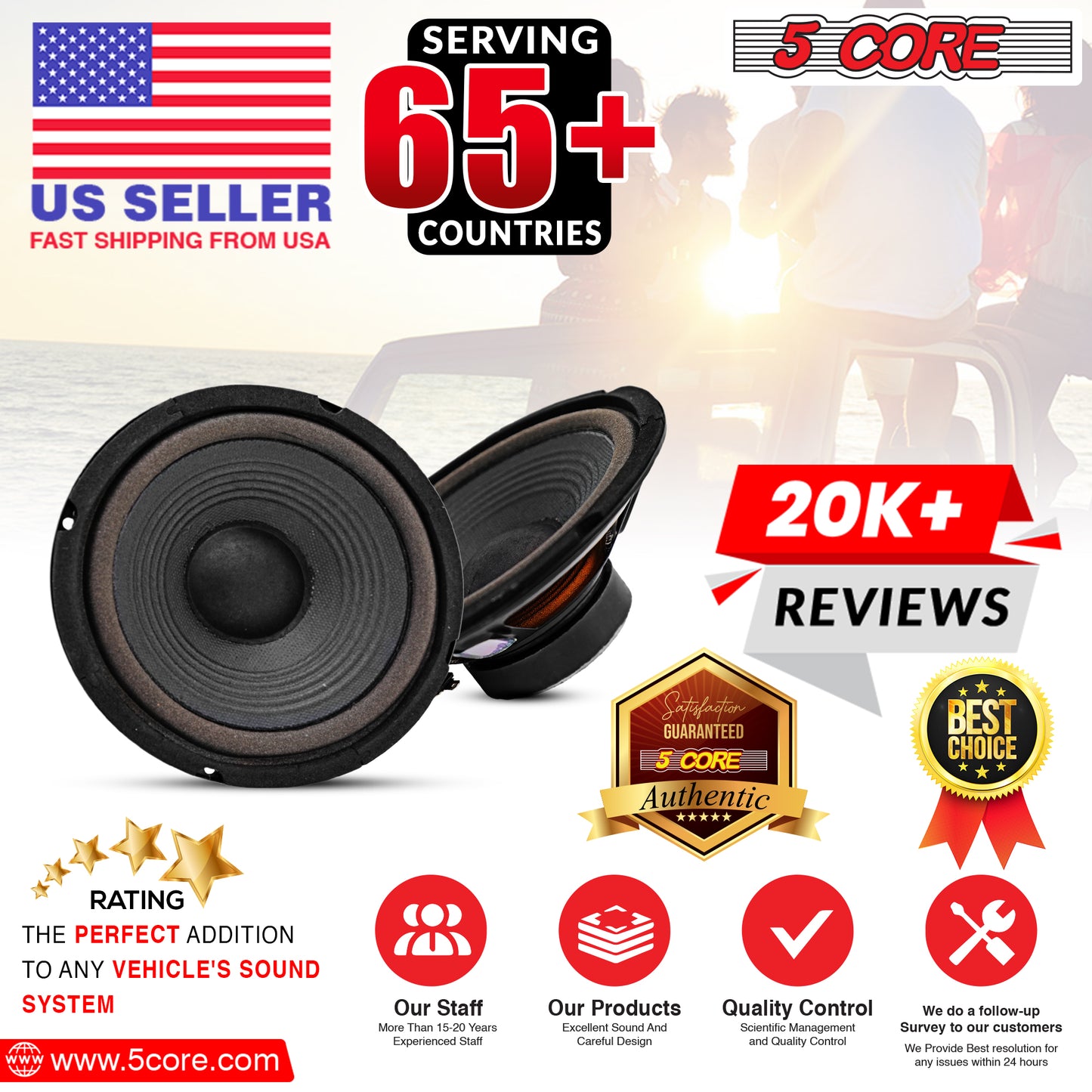 5 Core 6-inch Subwoofer 2 Pieces/ Premium Replacement DJ Speaker Car Subs/ High Quality Woofer with 30W RMS, 1" CCAW Copper Voice Coil Kapton Paper, 4 Ohm Voice Coil- WF 672 2 PCS