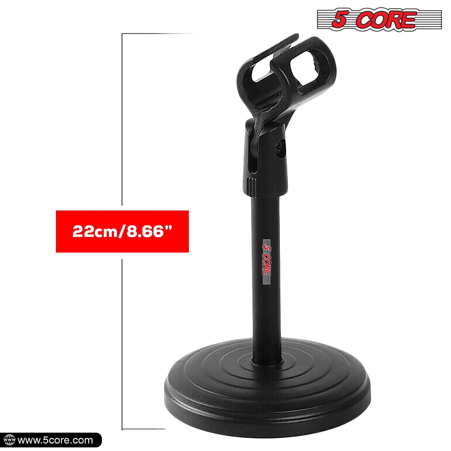 5 Core Round Base Mic Stand Desk Universal Desktop Adjustable Table Top Microphone Stand w Mic CLip 1/2 pc