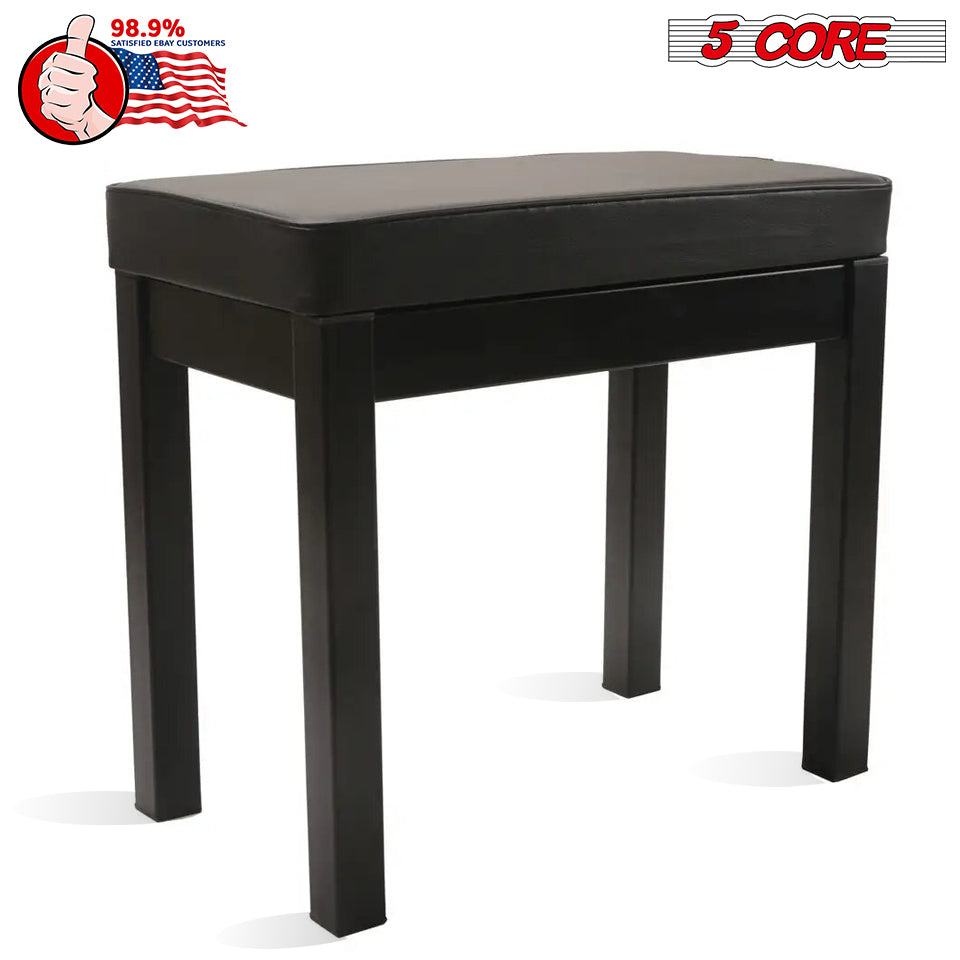 5 Core Piano Keyboard Bench Black/ Metal Piano Seat with 2.5-inch Comfortable Memory FoamPadding/ Multipurpose Stool Chair Seat with 400lb Weight Capacity-PNB BLK IRON