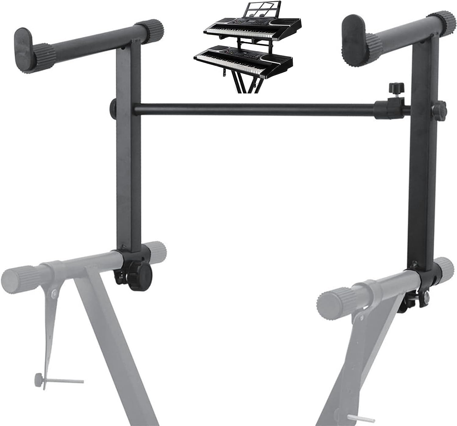 5 Core Double Keyboard Stand 2 Tier Keyboard Music Electric Piano Stand Metal X Style On Stage Stand Adjustable Two Tier Keyboard Rack -KS 2T