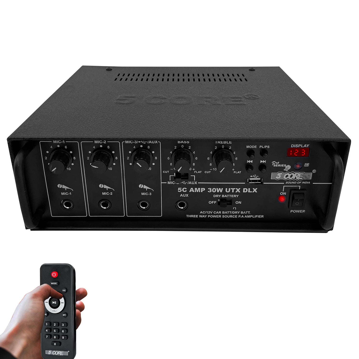 5Core Amplifier 2 Channel Stereo Receiver 300W Peak Power Speaker Amp w 3 MIC + USB AUX FM Input