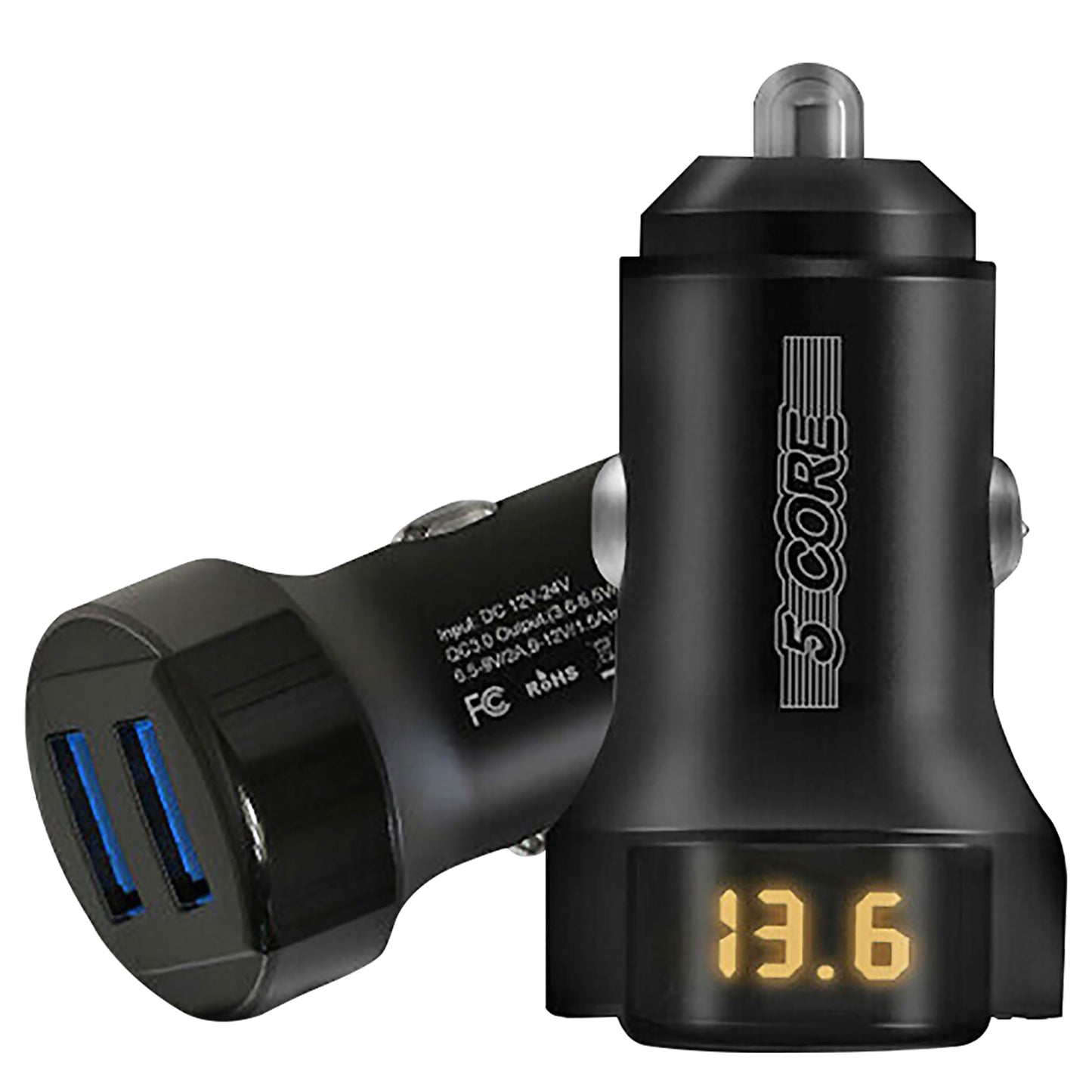 5 Core 2 Pieces Car USB Fast Charger Dual Car Phone Charger IPhone Samsung USB-C Adapter CDKC11 2USB 2Pcs