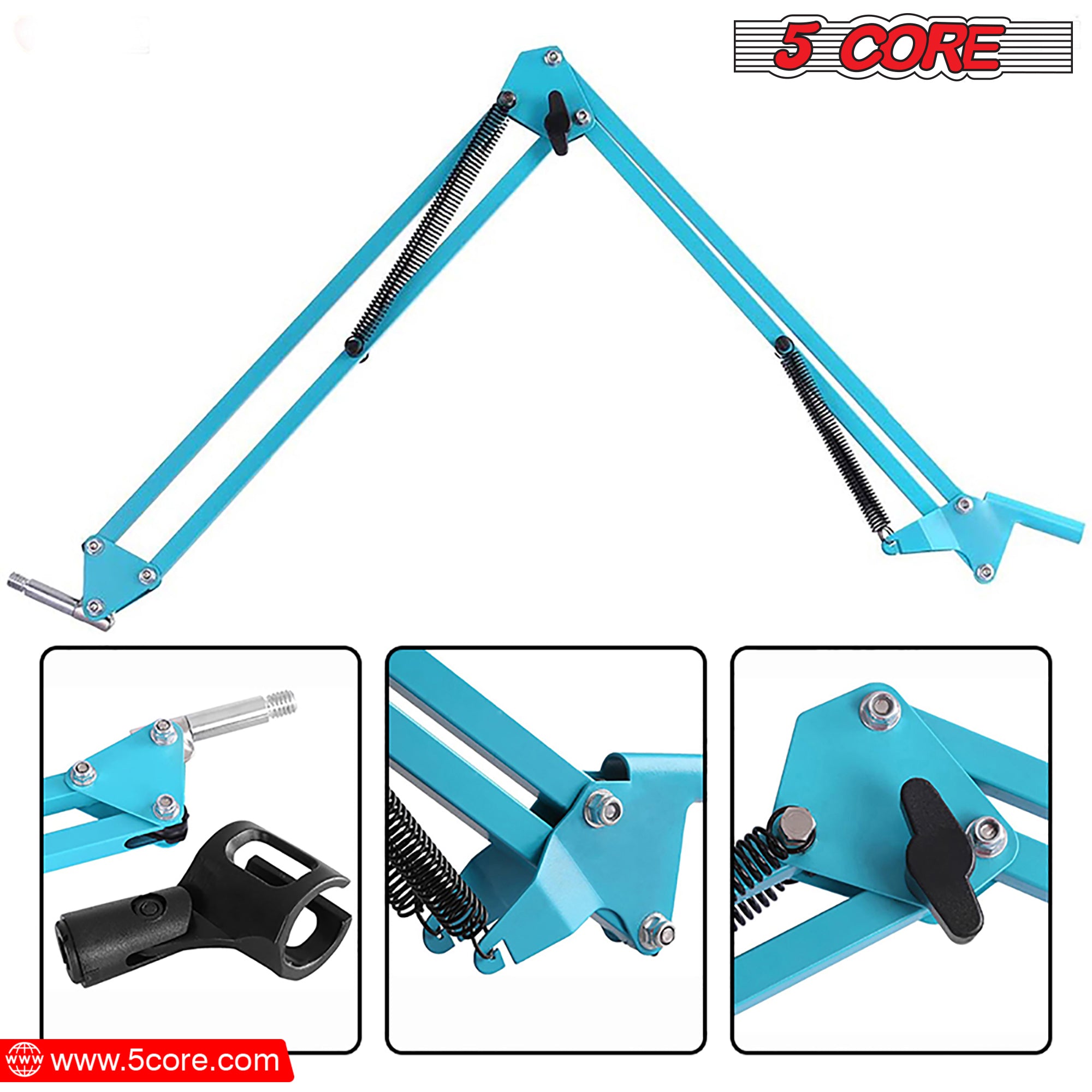 5 Core Microphone Arm Desk Mic Holder Stand Blue Adjustable Microphone Arm Desk Mount 360° Rotatable And Foldable Scissor Mounting -MS ARM BLU