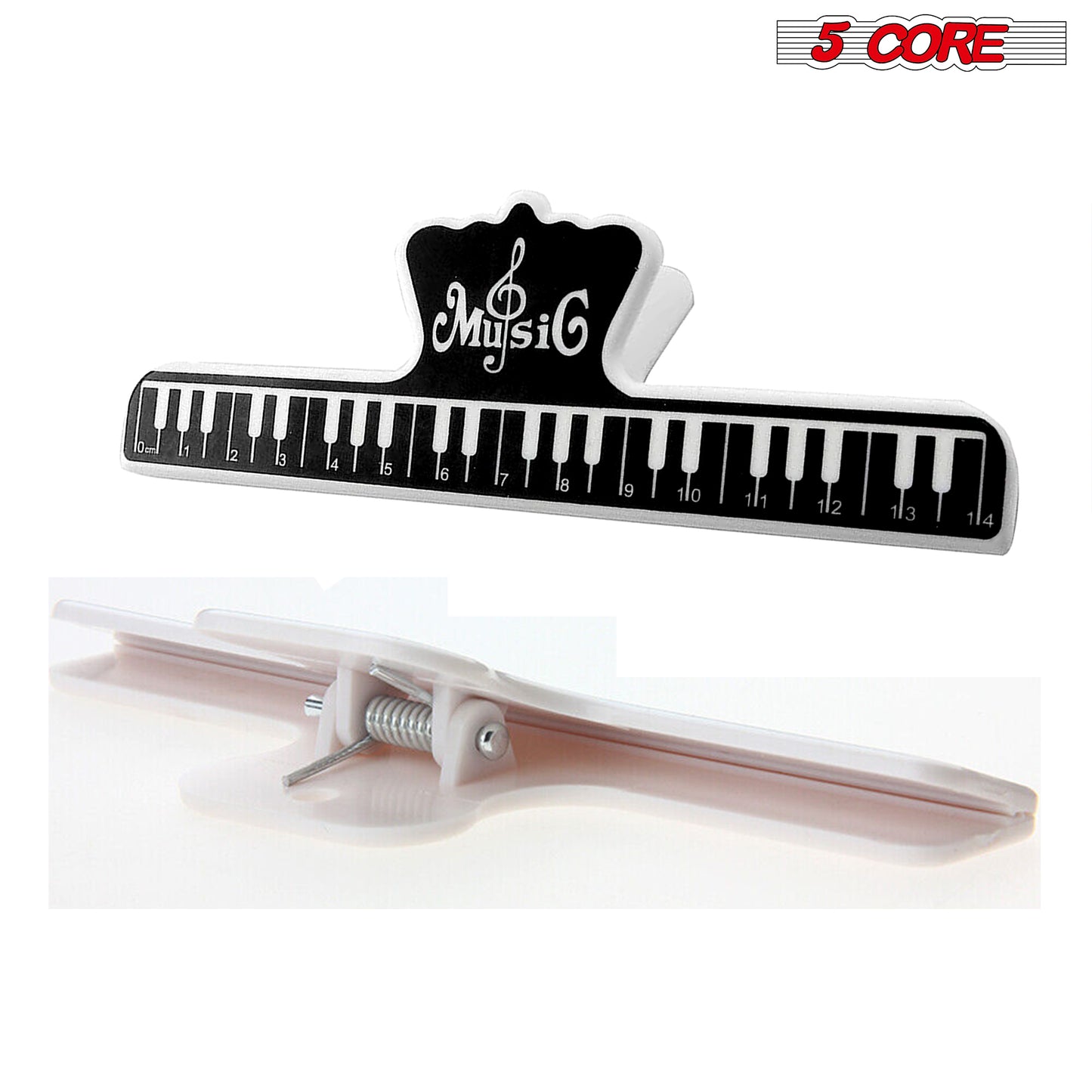 5 Core Music Page Holder 2PCS Black | Durable Plastic Music Score Fixed Clips| Music Sheet Paper Holder, Musical Note Clamps for Guitar Violin Piano Artists- MUS CLIP 2PCS
