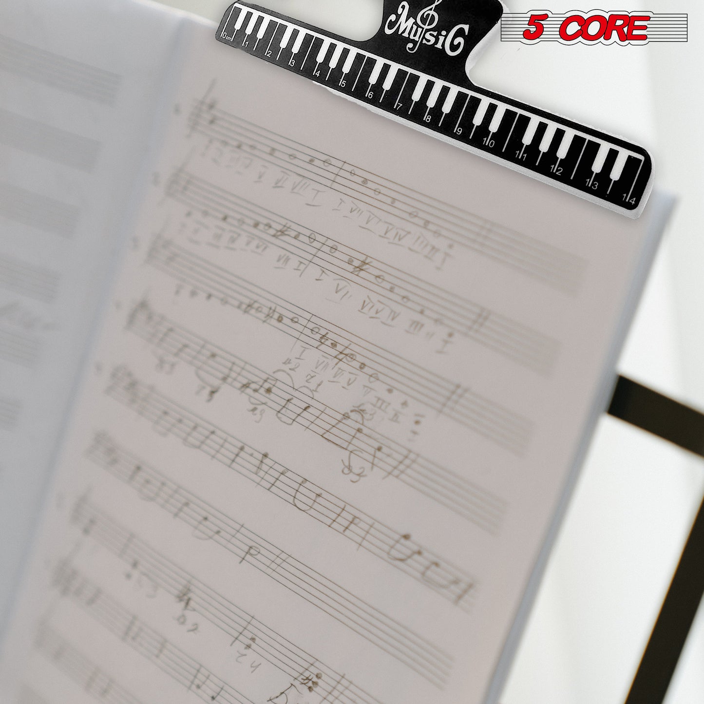 5 Core Music Page Holder 2PCS Black | Durable Plastic Music Score Fixed Clips| Music Sheet Paper Holder, Musical Note Clamps for Guitar Violin Piano Artists- MUS CLIP 2PCS