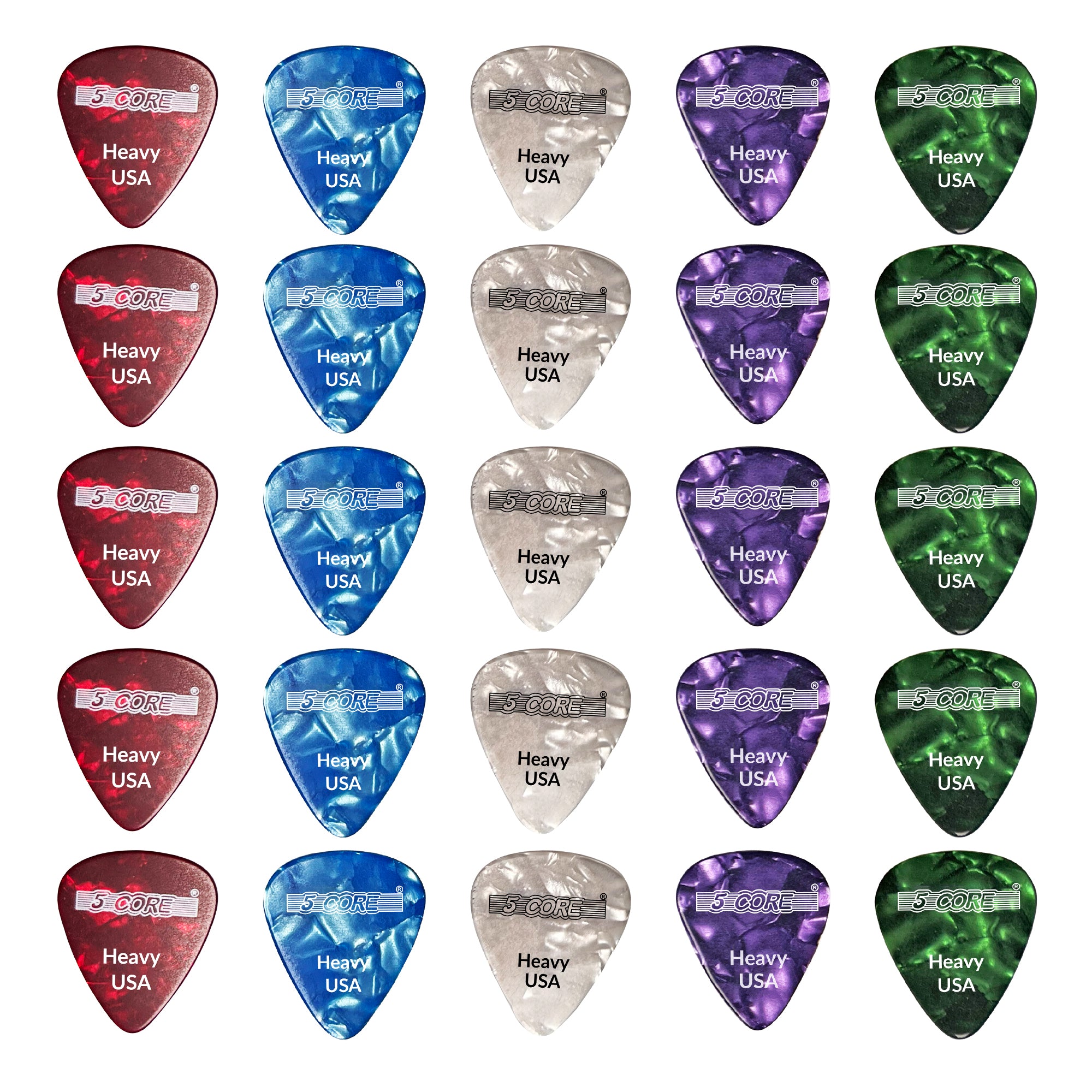 5 Core Guitar Picks 20Pc Pick for Bass Electric Acoustic Guitar Heavy Gauge Durable Premium Celluloid Guitar Picks 0.96mm 4x Red -G PICK H RGWPB 20PK