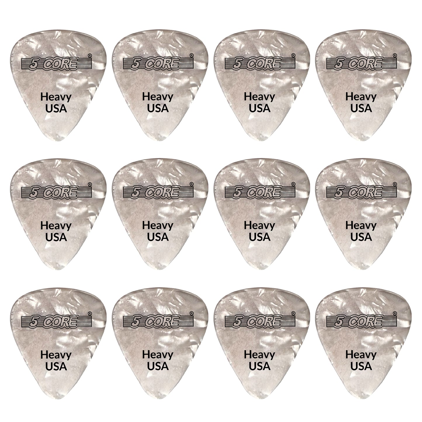 5 Core Guitar Picks | White Color Pick for Guitar 12 Pcs | Heavy Gauge Durable Premium Celluloid Guitar Picks 0.96mm- G PICK H WH 12PK