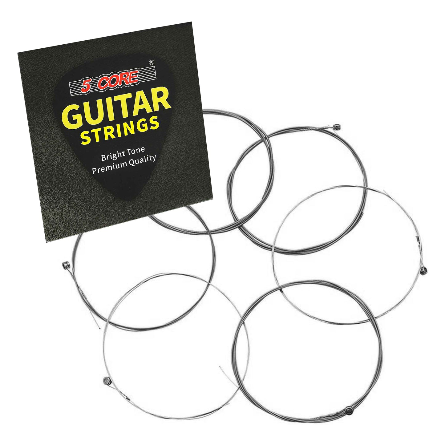 5 Core Guitar Strings 6 Pieces in 1 Set| Steel Core strings Light-Gauge 0.010-0.048 | Plain Steel Core, Steel Acoustic Guitar Strings for Clear, Focused, Brilliant Tone- GS AC