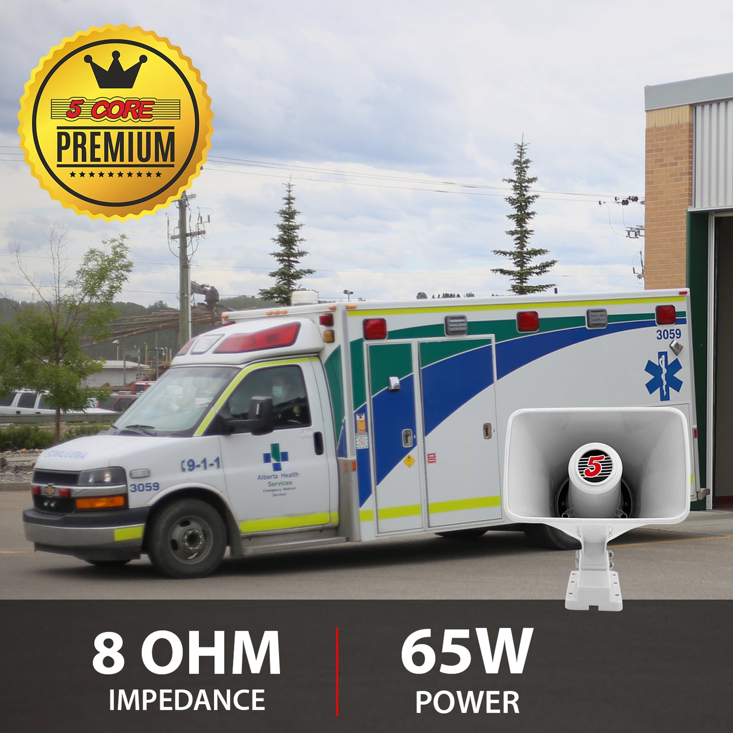 5 Core Indoor/Outdoor PA Horn Speaker 8" White/ 65W Max Power Portable PA Speaker 8 Ohms Impedance/ Loud and Far-Reaching Sound Projection/ Mounting Bracket & Hardware Included- HW 508 WH