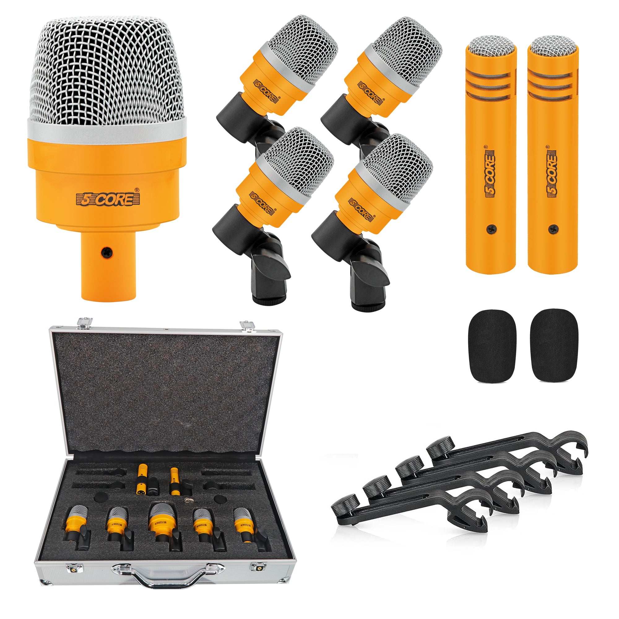 Vibrant yellow drum microphone set designed for drummers seeking standout style.