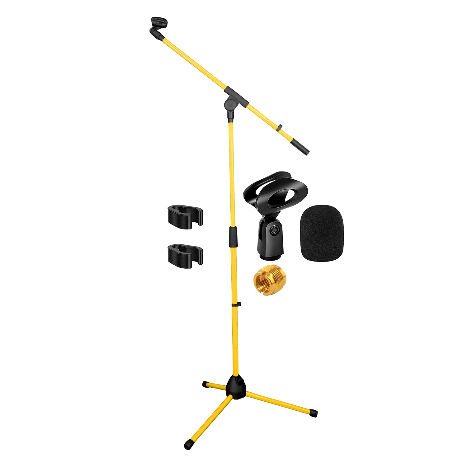 5 Core Tripod Mic Stand 6ft Adjustable Microphone Stands Floor w Boom Arm Yellow 1/2/4 Pc