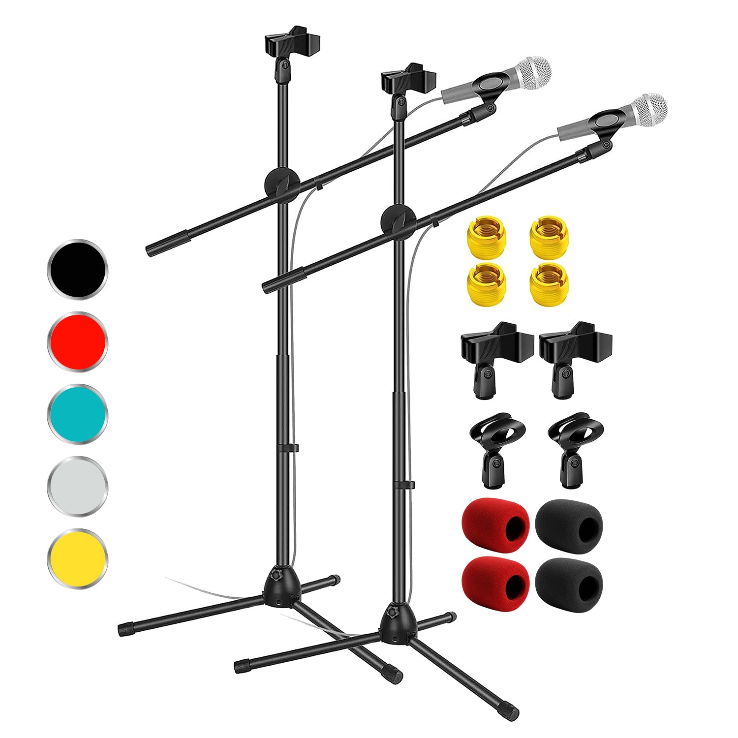 5 Core Tripod Mic Stand 59" Adjustable Microphone Stands Floor w Boom Arm 1/2/4/6/12 Pc