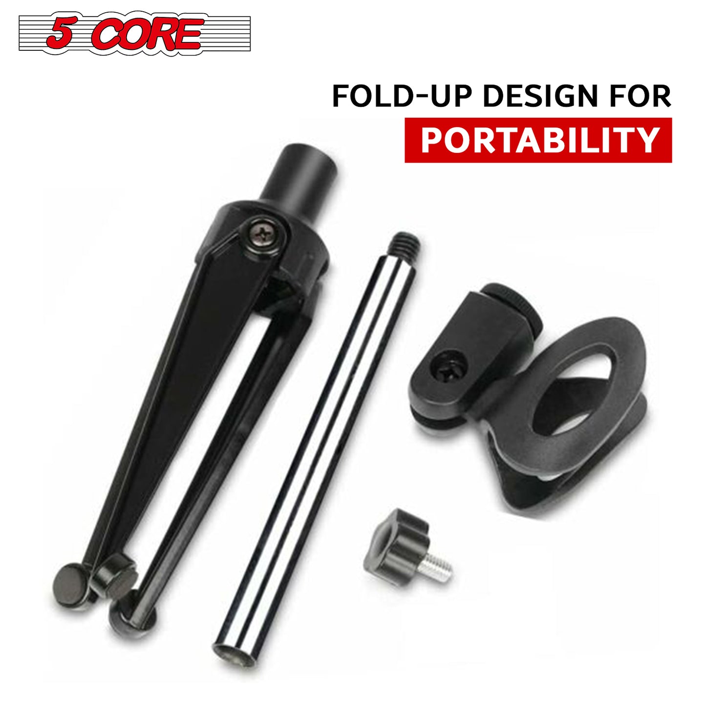 Space-saving foldable desk mic stand