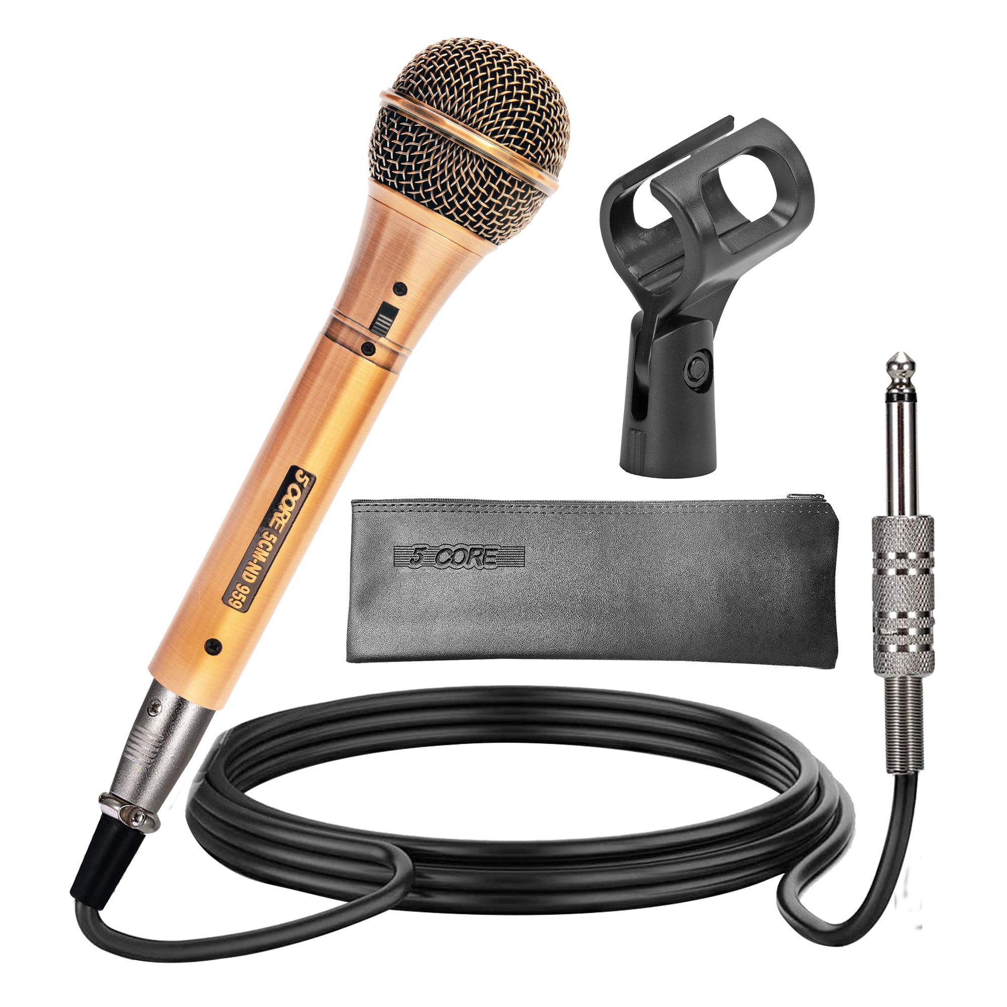 5 Core Microphone Professional Dynamic Karaoke XLR Wired Mic w ON/OFF Switch Pop Filter Cardioid Unidirectional Handheld Micrófono -ND-959 Elantra