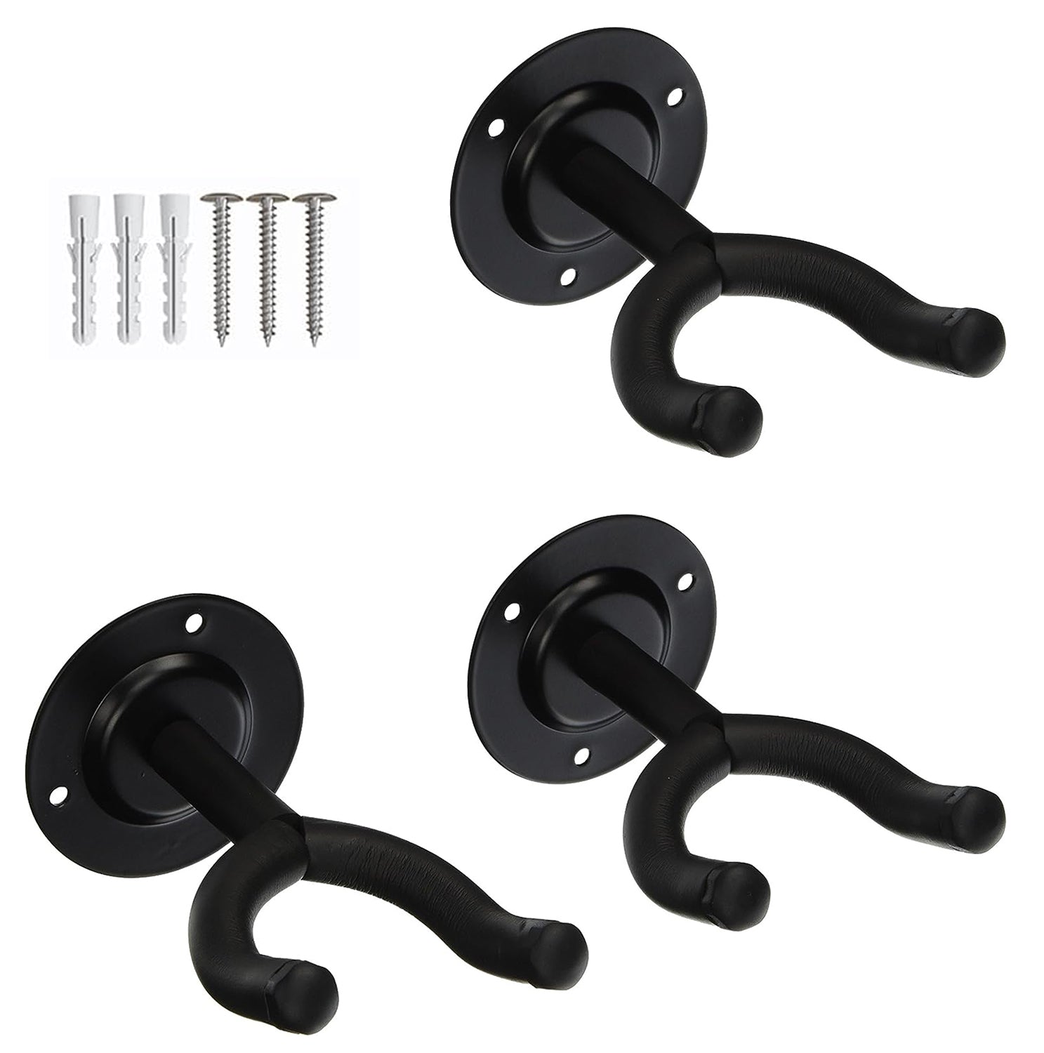 5 Core Guitar Wall Mount, Black Guitar Wall Hanger| 3 Pieces Guitar Hanger| V-Shaped Secure and Sturdy Guitar Holder Wall Mount| Guitar Accessories for Acoustic, Electric, Bass Guitar, Mandolin- GH ST 3PCS