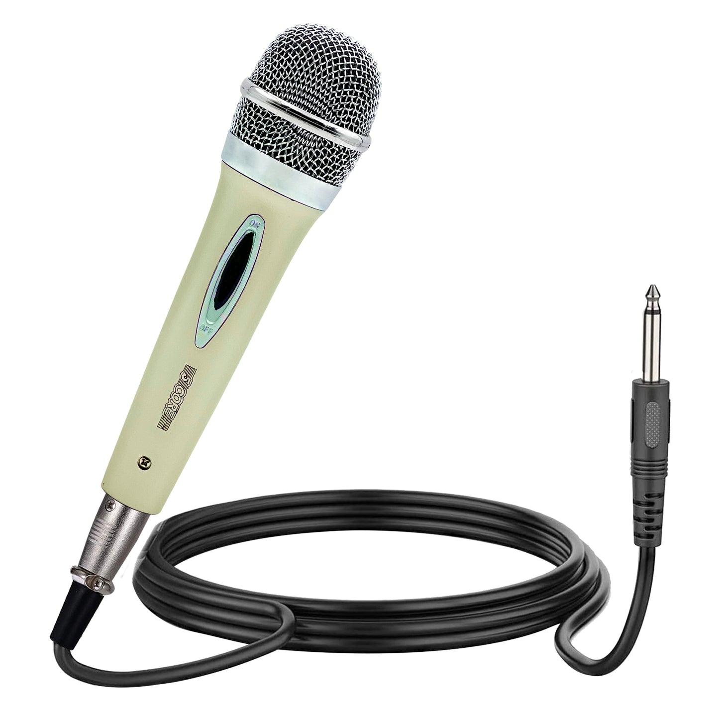 5 CORE Premium Vocal Dynamic Cardioid Handheld Microphone Unidirectional Mic with 12ft Detachable XLR Cable to inch Audio Jack and On/Off Switch for Karaoke Singing (White) PM 286 WH