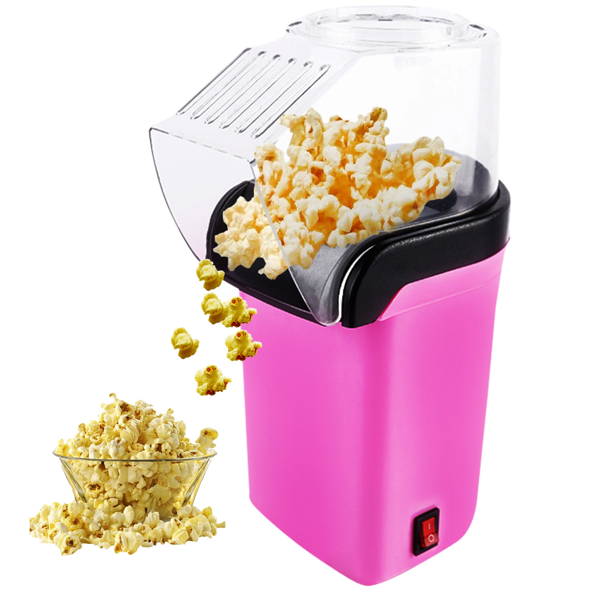 5 Core Hot Air Popcorn Popper Pink 1200W Electric Popcorn Machine Kernel Corn Maker Bpa Free, 16 Cups Capacity
