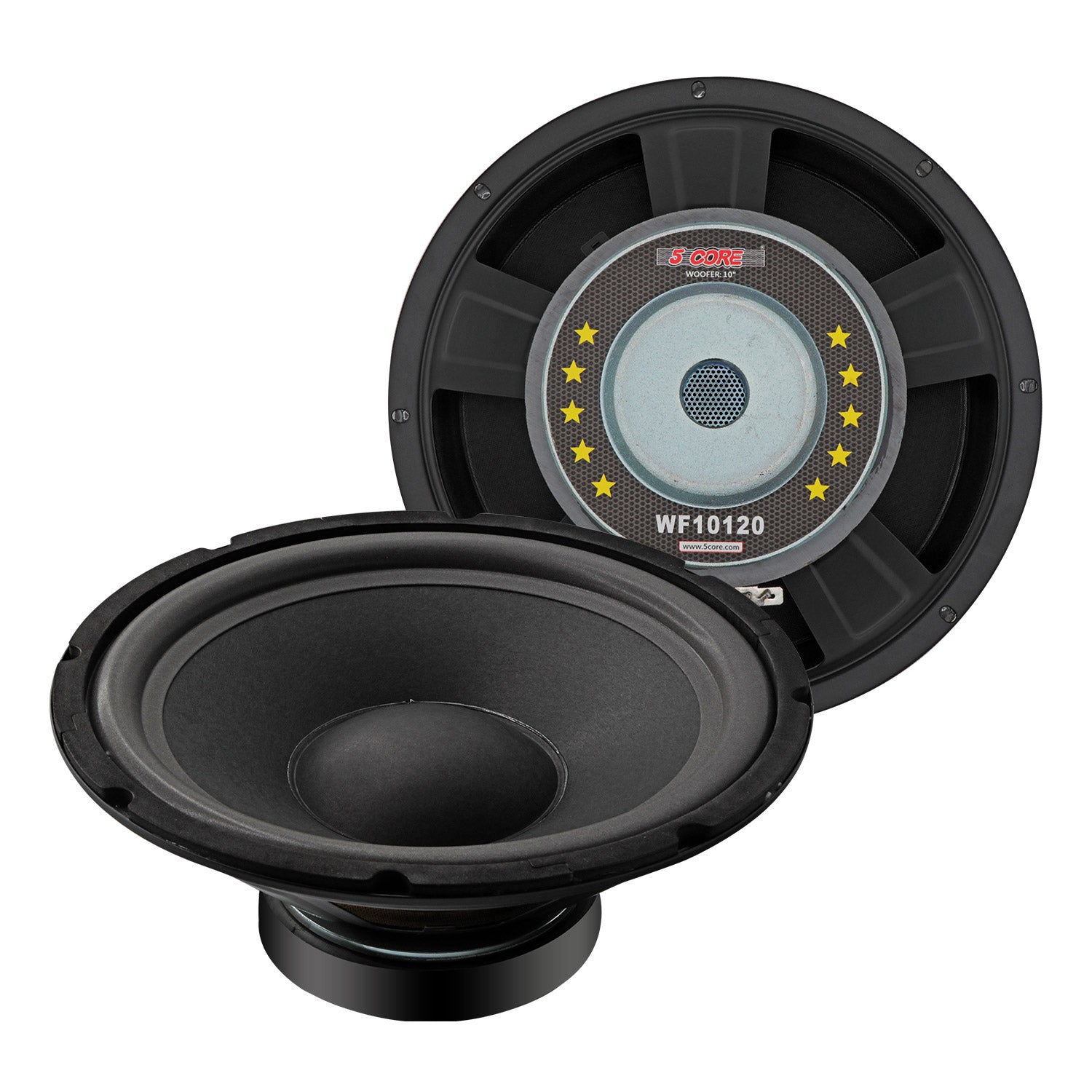 5 Core 10 Inch Subwoofer Speaker 750W Peak 4 Ohm Replacement Car Bass Sub Woofer 23 Oz Magnet