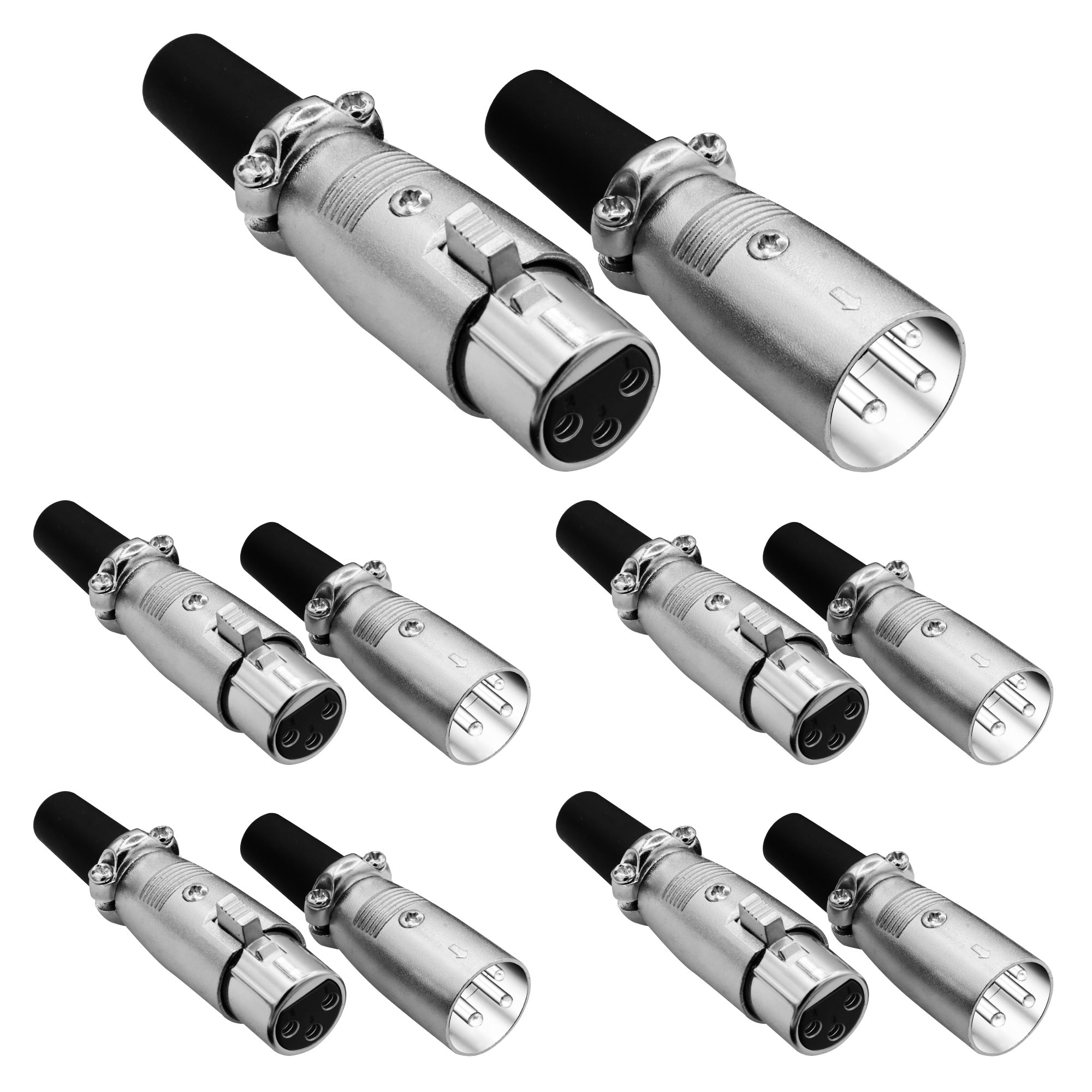 5 Core XLR 3 Pin Female to Male 5 Pair Connector Microphone Line Plug Adapter Lock Button