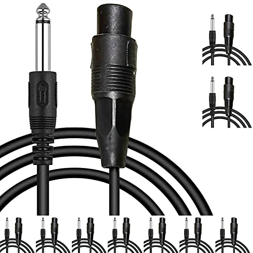 5Core XLR Cable Female to 1/4 6.35mm Cord 10Pack  TRS to XLR Female Balanced Microphone Cord