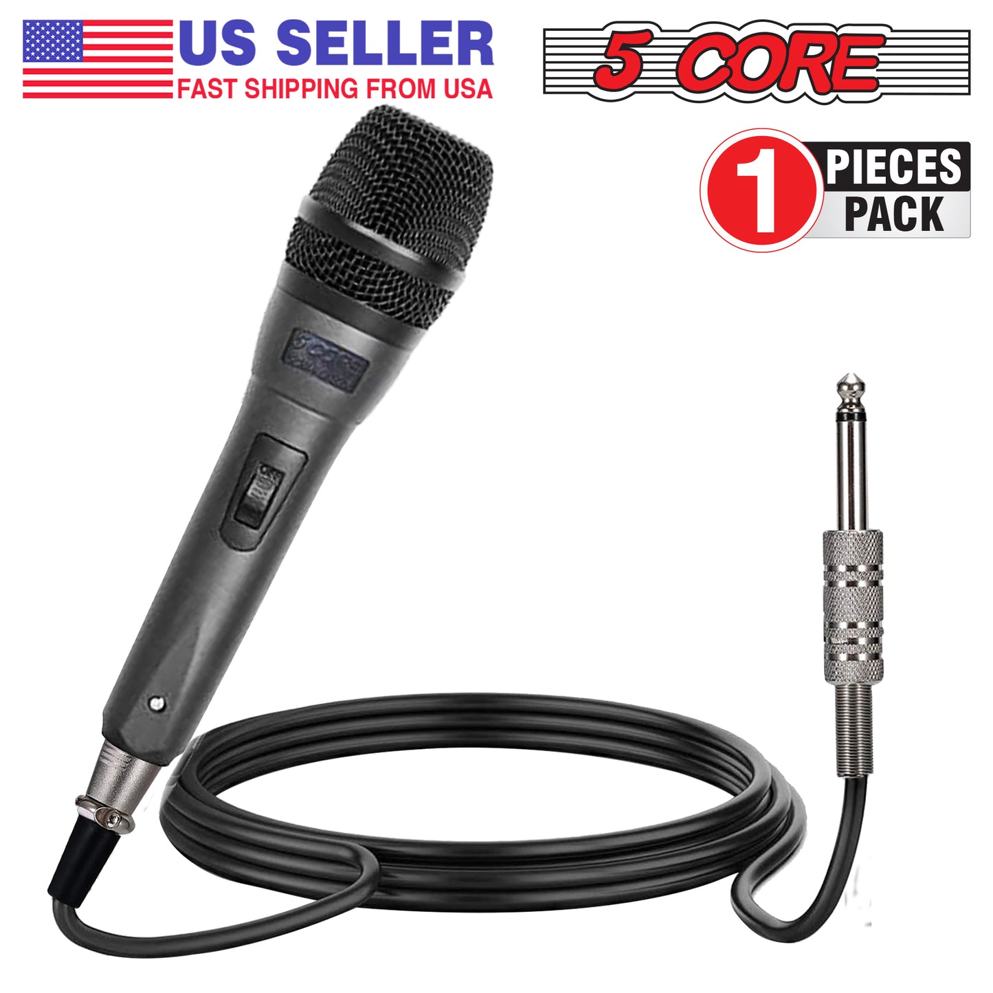 5 Core Professional Dynamic Vocal Microphone - Unidirectional Handheld Mic XLR Karaoke Microphone with ON/OFF Switch Includes 16ft XLR Audio Cable to 1/4'' Audio Jack Included - ND-32 ARMEX