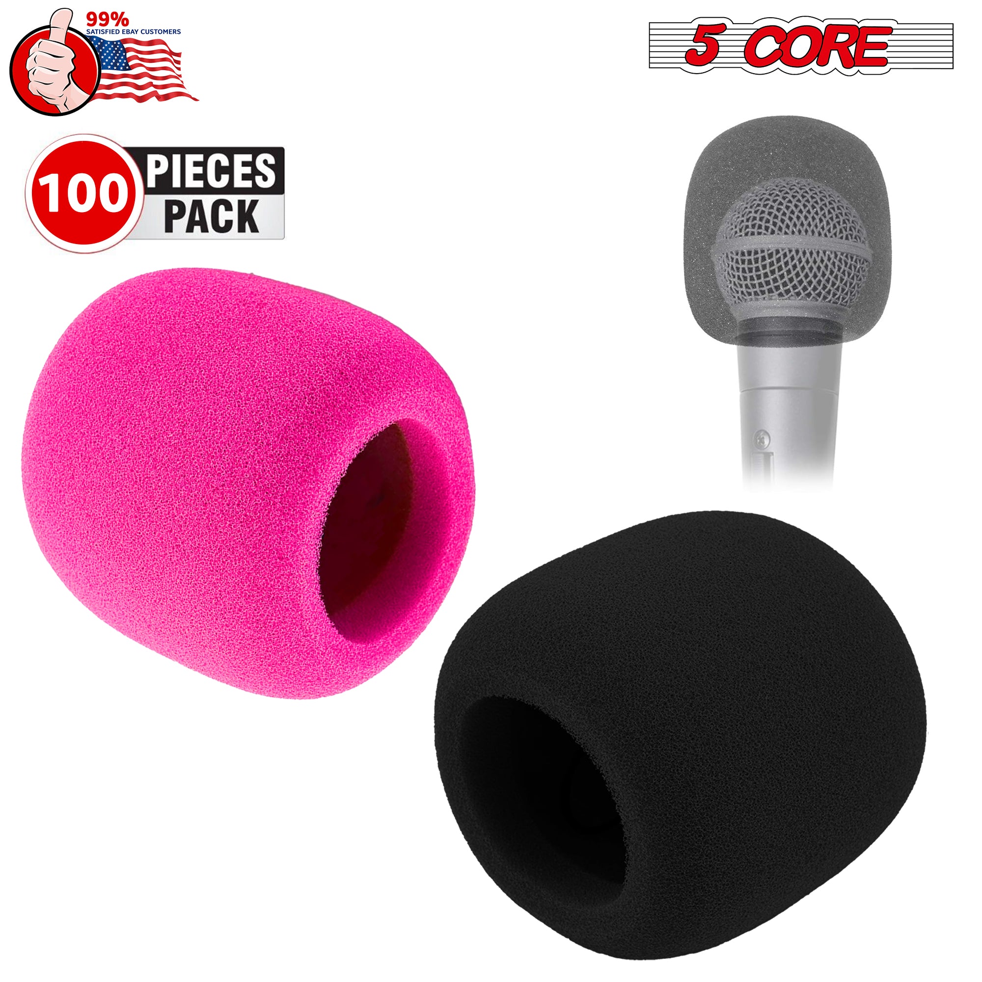 5Core Microphone Cover Professional Mic Soft Foam Windscreen Windproof Sponge for Mics 50Pack