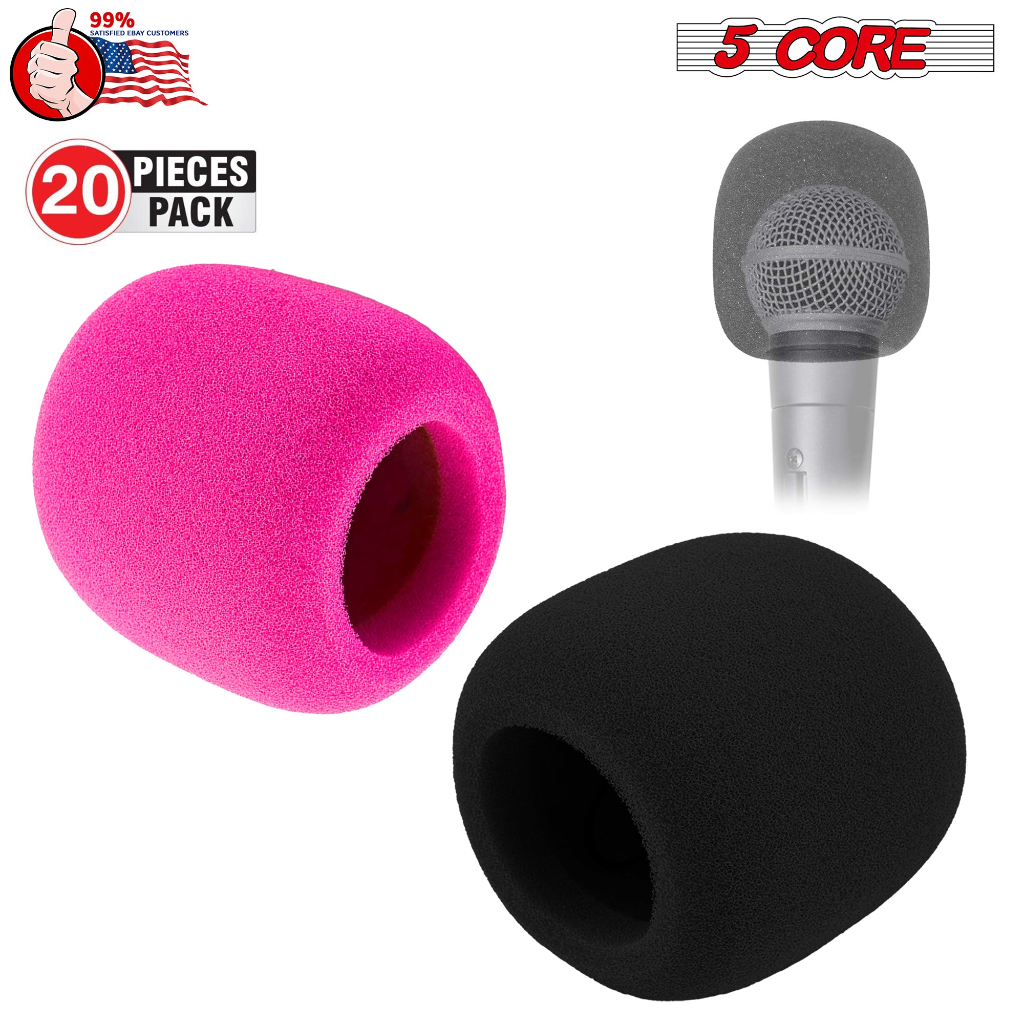 5Core Microphone Cover Professional Mic Soft Foam Windscreen Windproof Sponge for Mics 10Pack