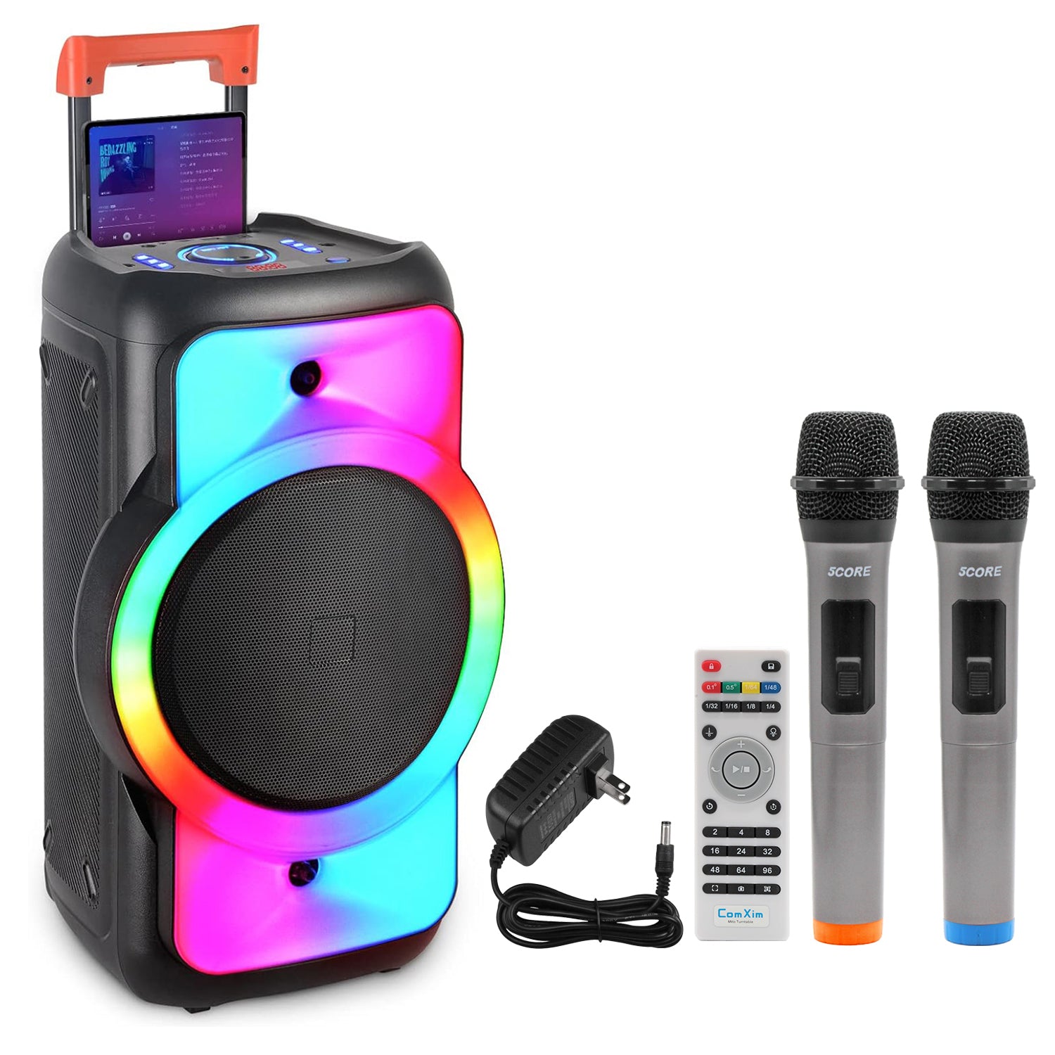5 Core 12 In Bluetooth Speaker Boom Box Party Karaoke Machine Portable PA Bocina w/ 2 Wireless Mic PLB 12X1 2MIC